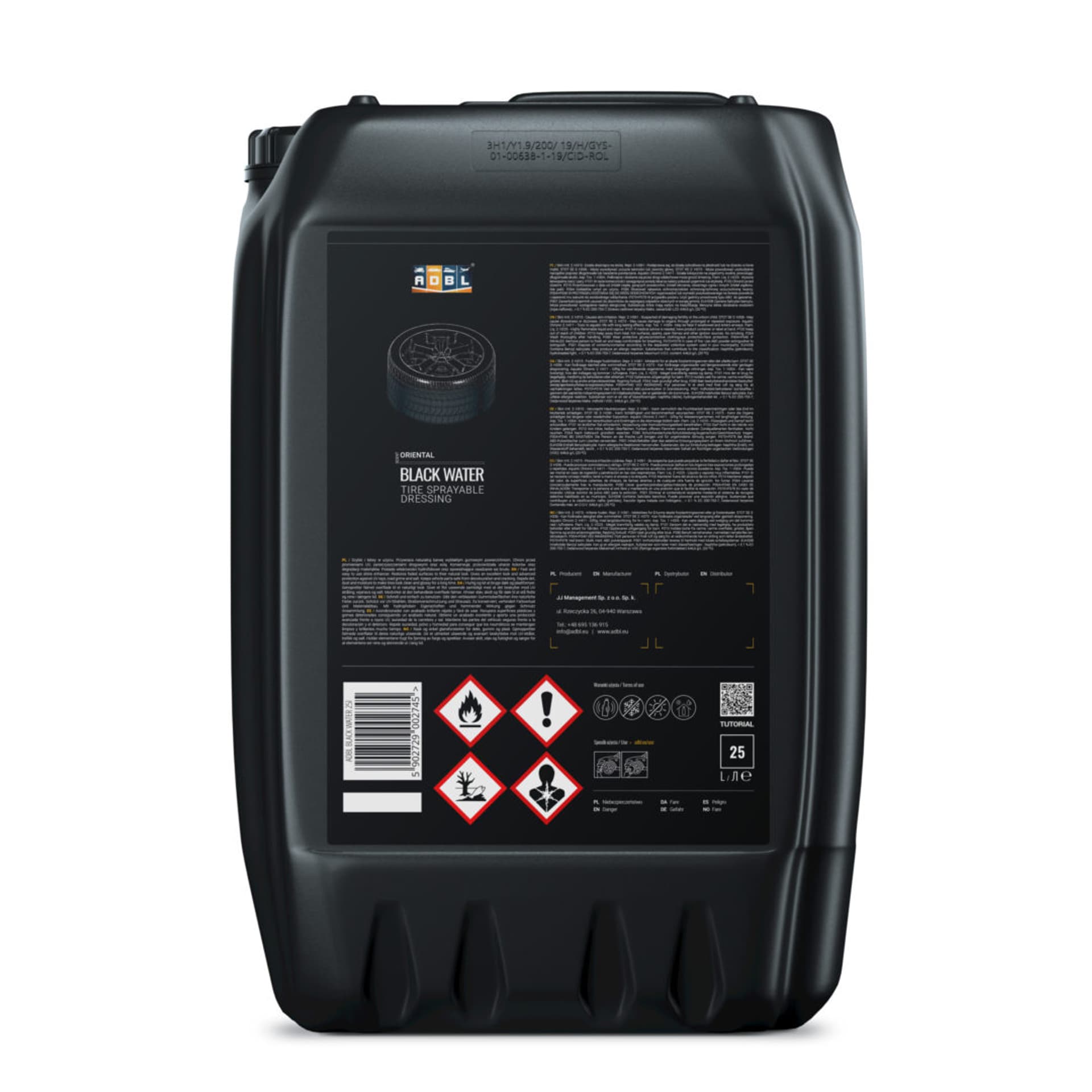 

ADBL Black Water 25L - dressing, nabłyszczacz do opon w sprayu