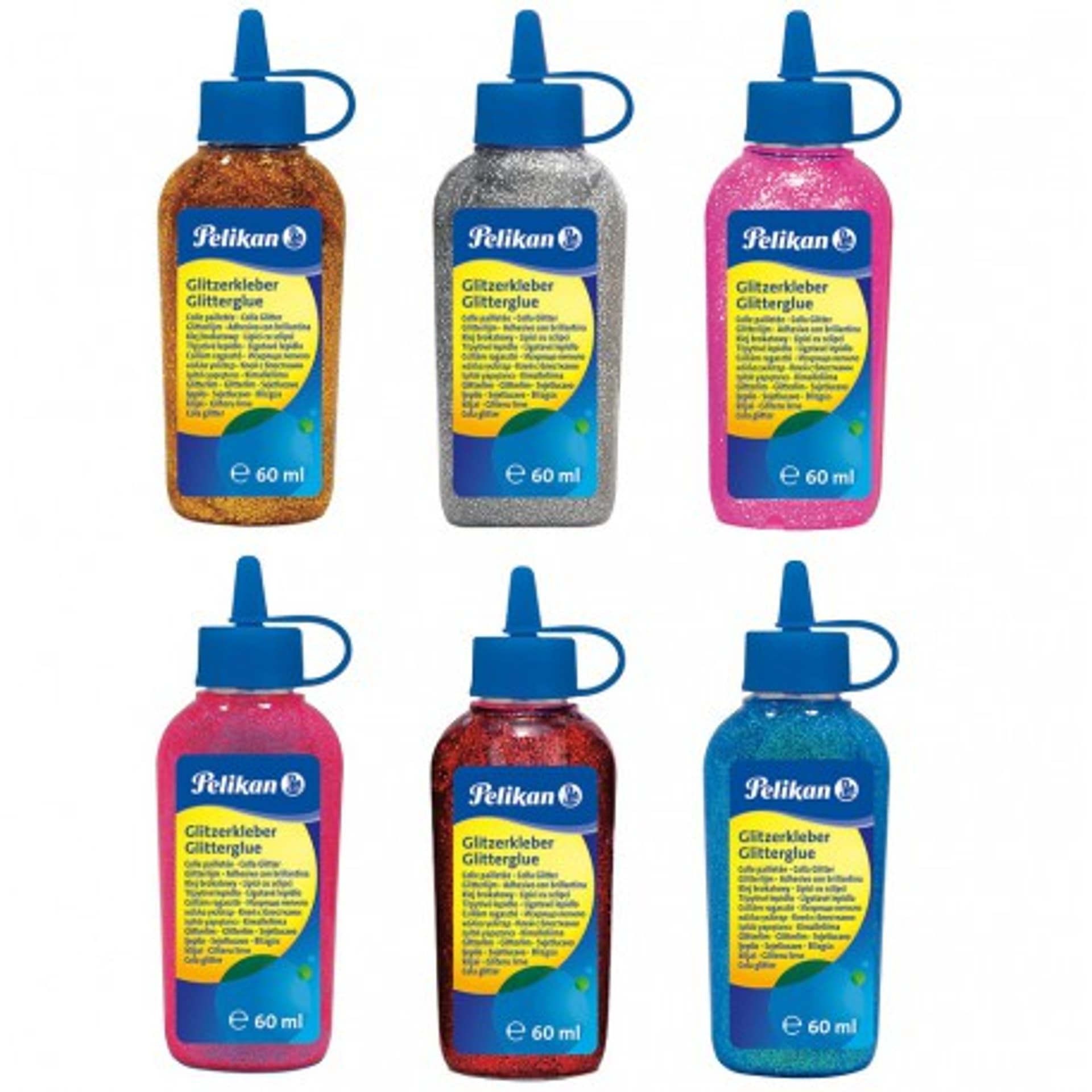 

Kleje z brokatem do ozdabiania 60ml - zestaw 6 kolorów