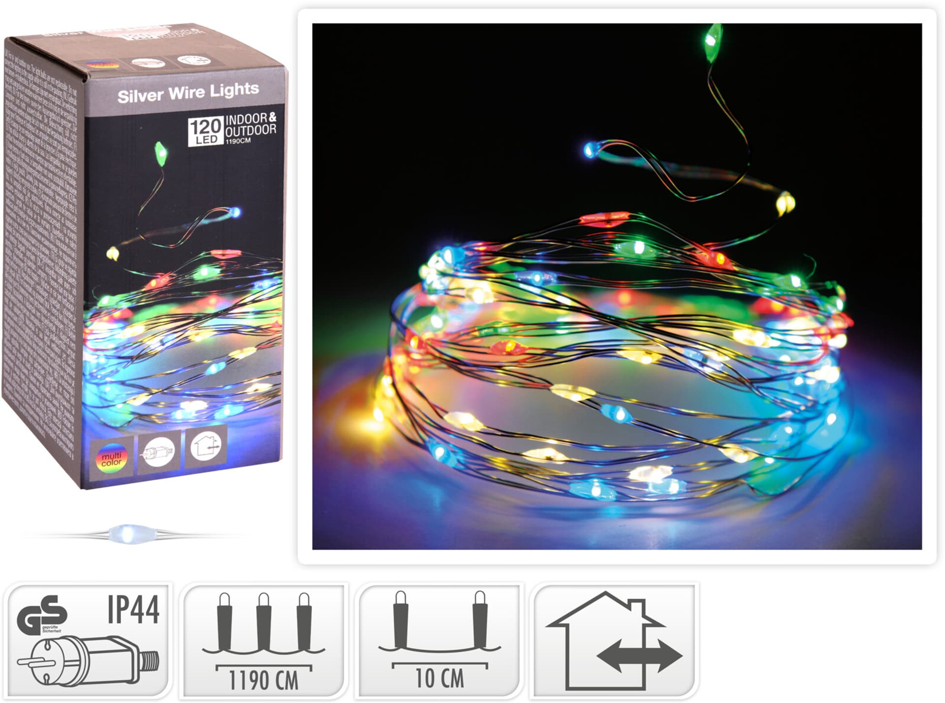 

ŁAŃCUCH LED 120L MULTI 119m