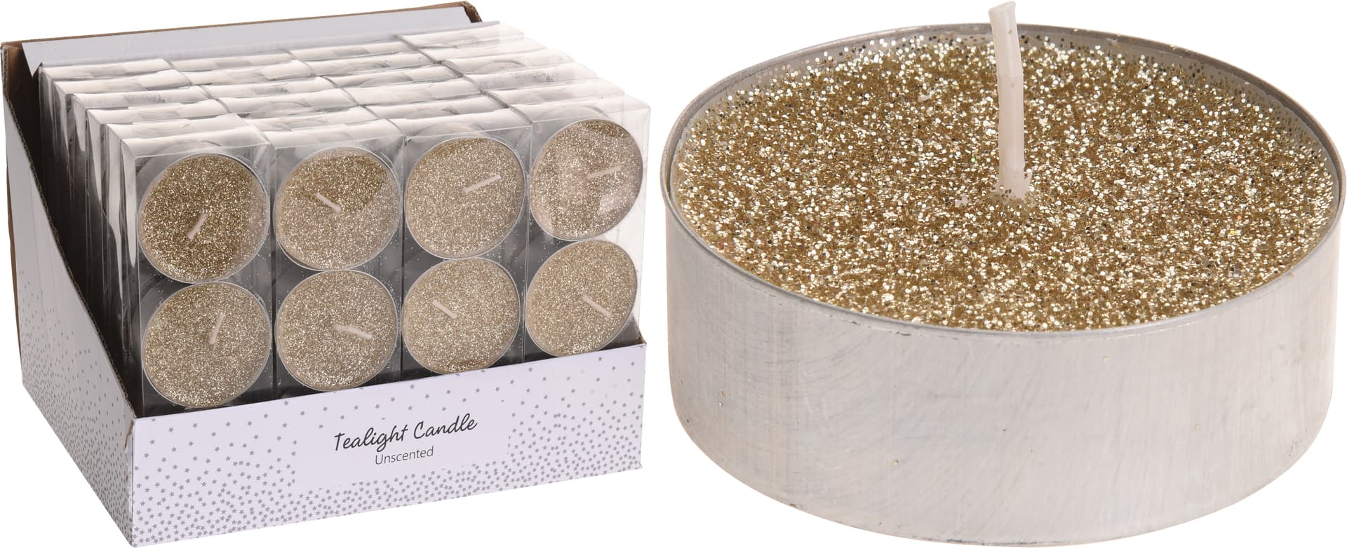 

KOMPLET 3 ŚWIEC TEALIGHT ZŁOTE 6cm