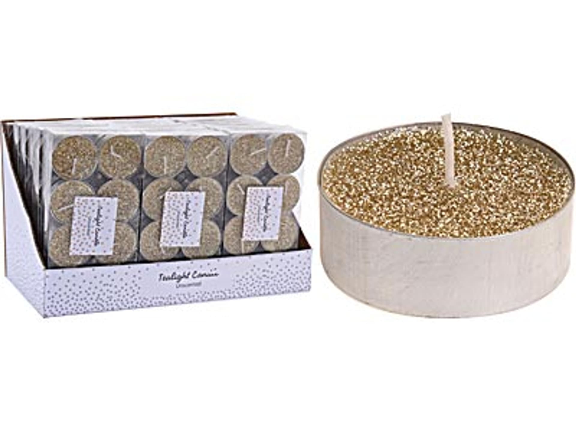 

Komplet 8 ŚWIEC TEALIGHT ZŁOTE 3,5cm