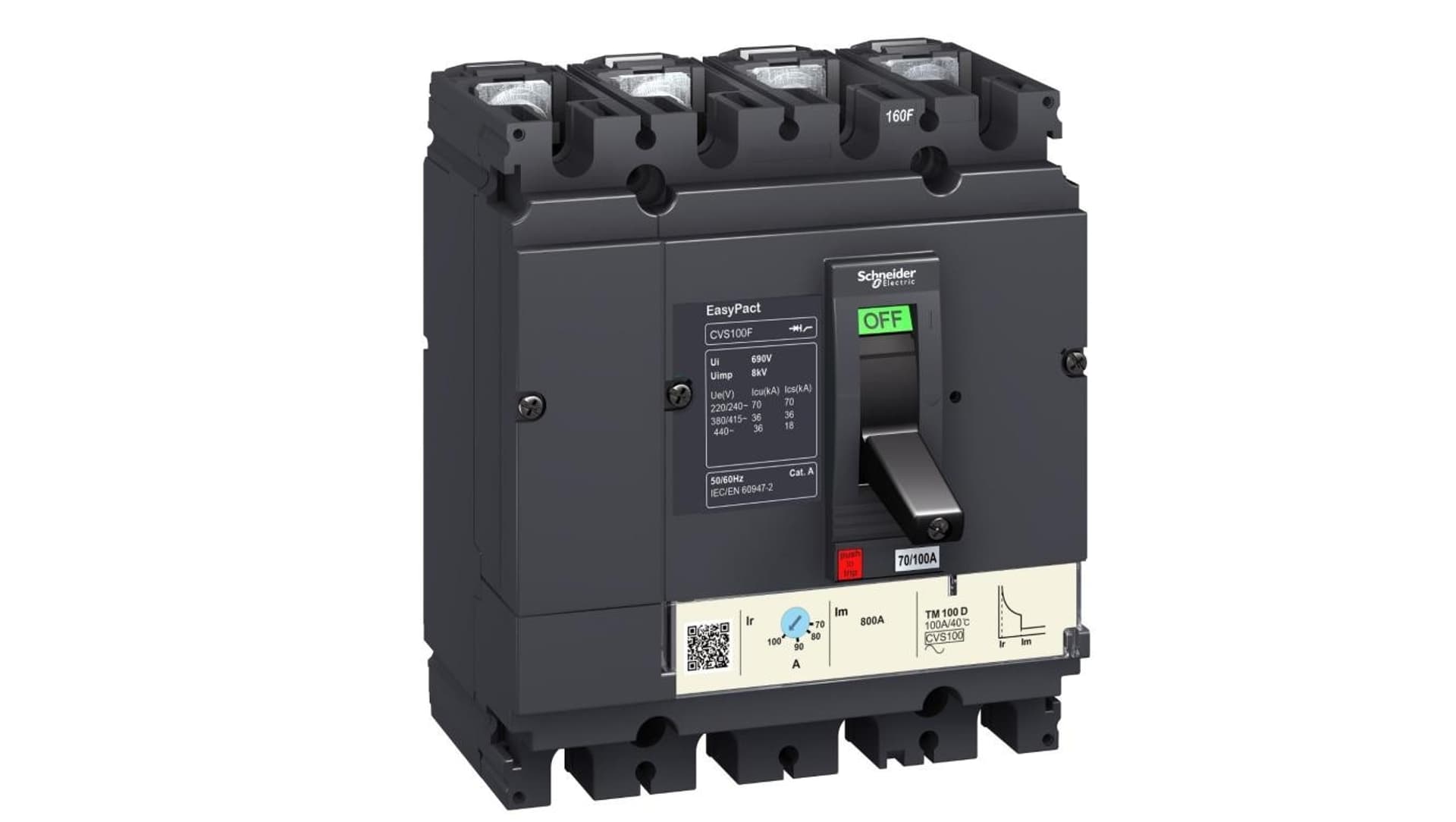 

Schneider Electric, Compact CVS, wyłącznik mocy 36kA , wyzwalacz termomagnetyczny 100A , 4P