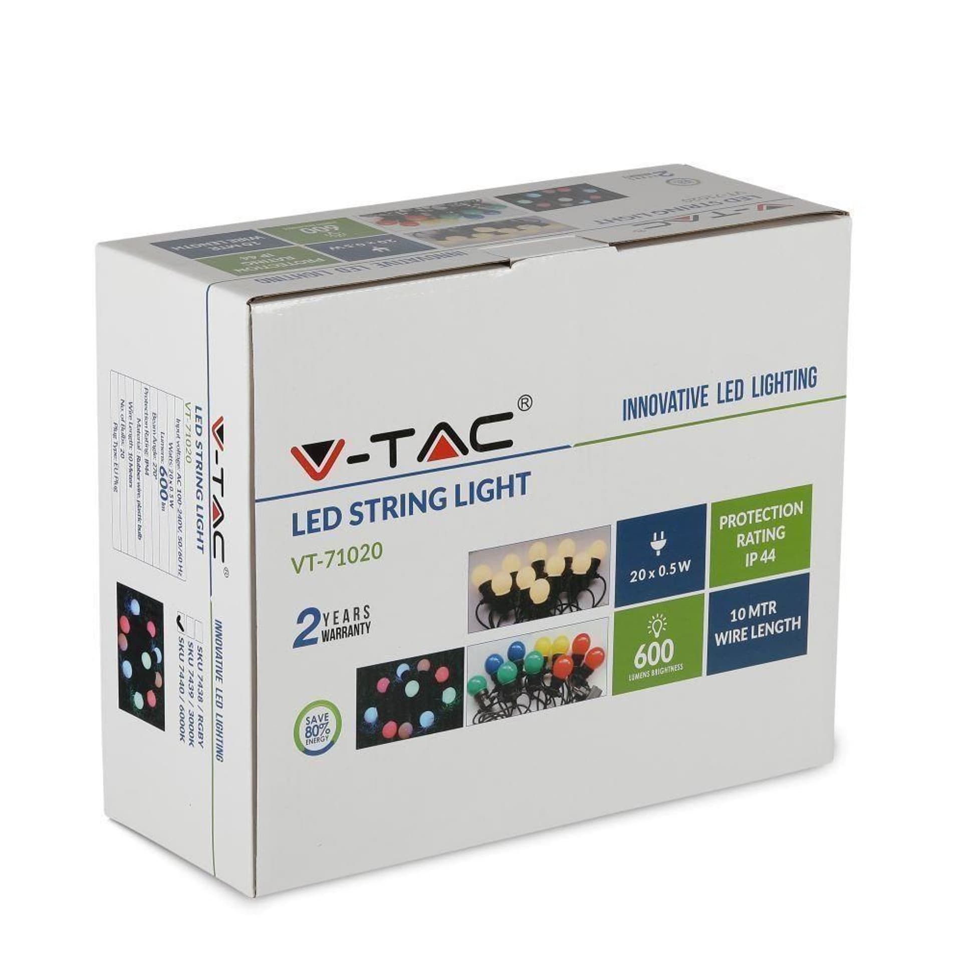 

Girlanda V-TAC SKU7438 VT-71020 RGBY 10W 600lm
