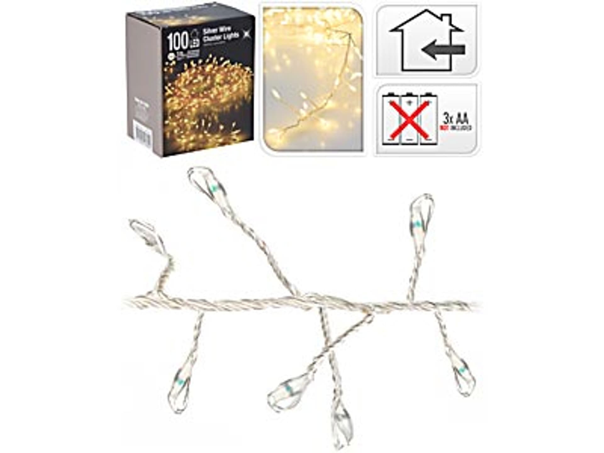 

ŁAŃCUCH ŚWIETLNY N/BAT 100LED CIEPŁY 1M oświetlenie druciane 3X AA 1,5v