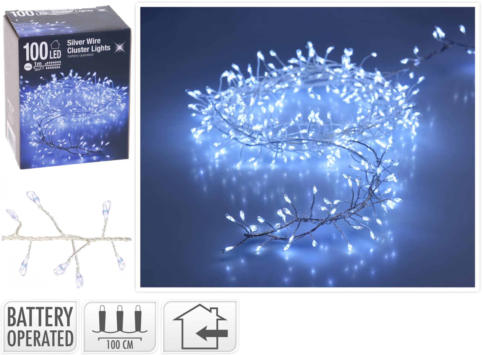 

ŁAŃCUCH LED 100L BIAŁY na baterie 1m 3x AA 1,5V