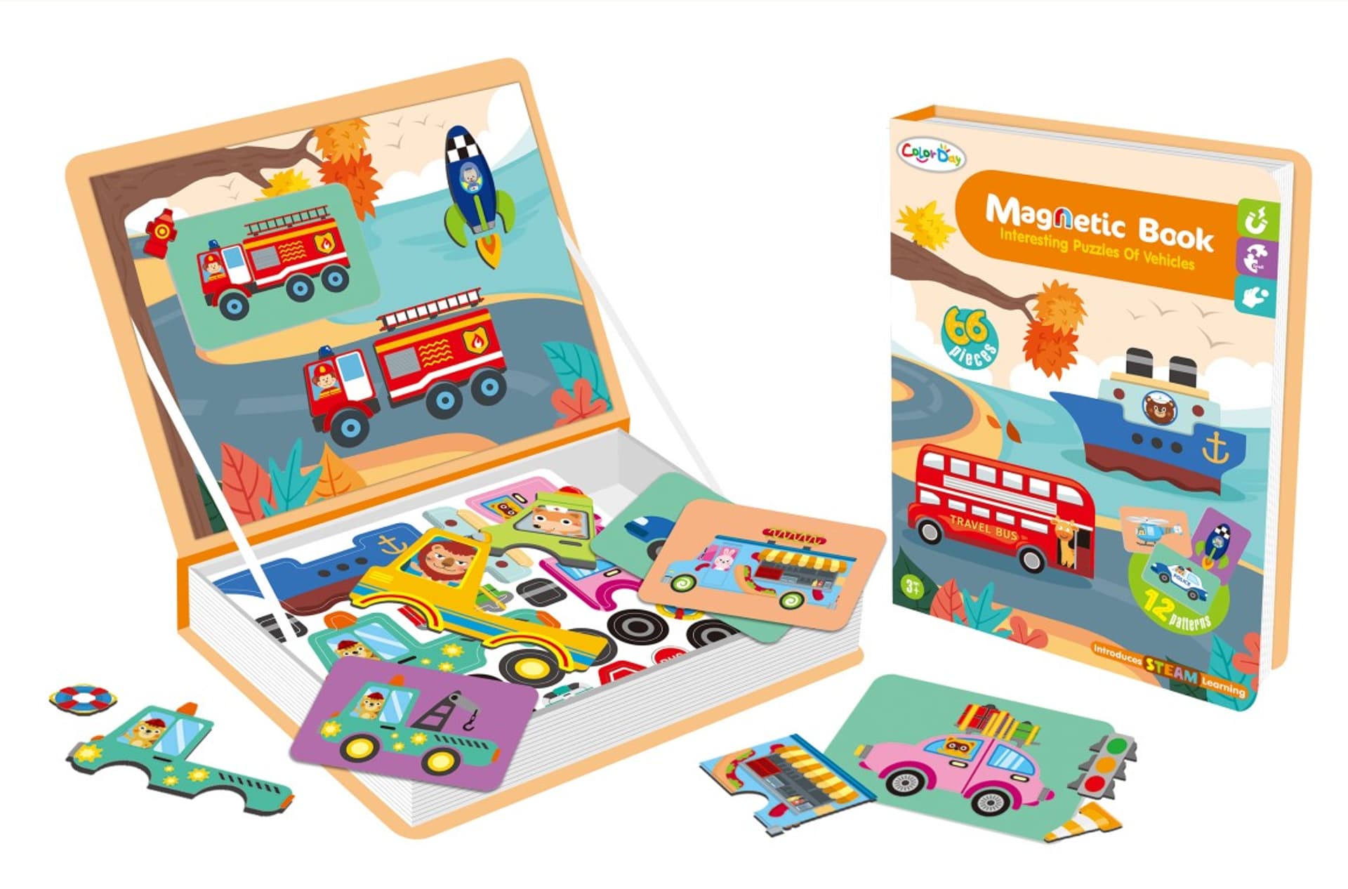 

Układanka puzzle magnetyczne środki transportu