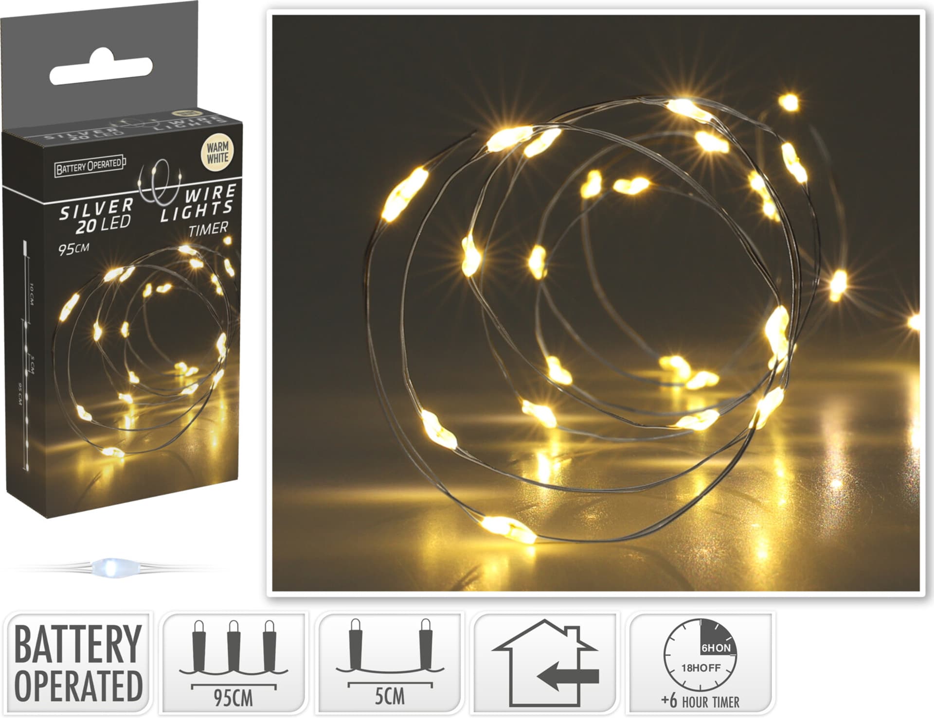 

ŁAŃCUCH LED 20L WW BO TIMER