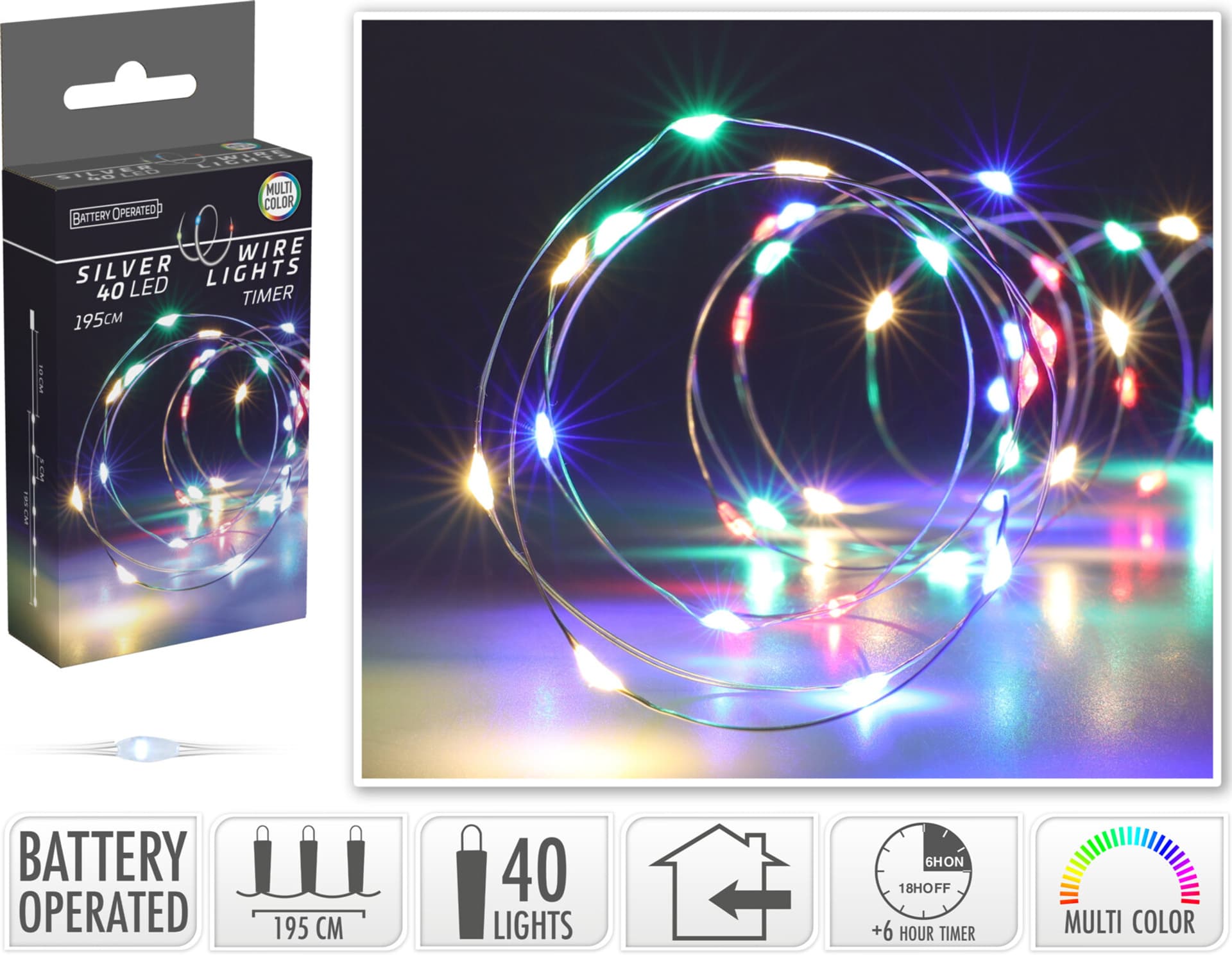 

ŁAŃCUCH LED 40L MULTI BO TIMER