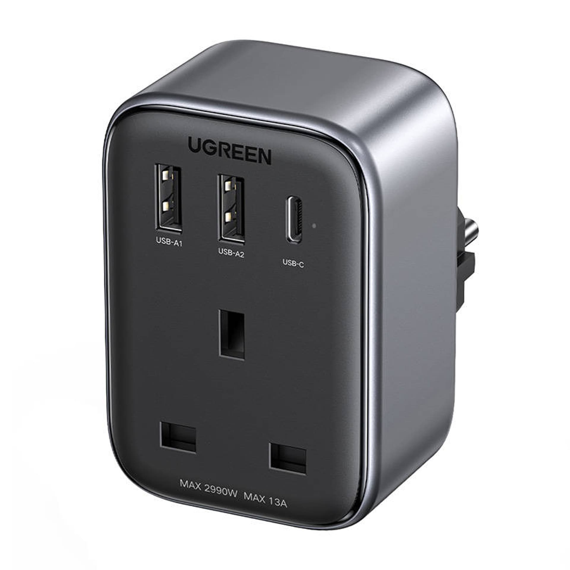 

Adapter podróżny UK na EU UGREEN CD314 2xUSB-A, 1xUSB-C