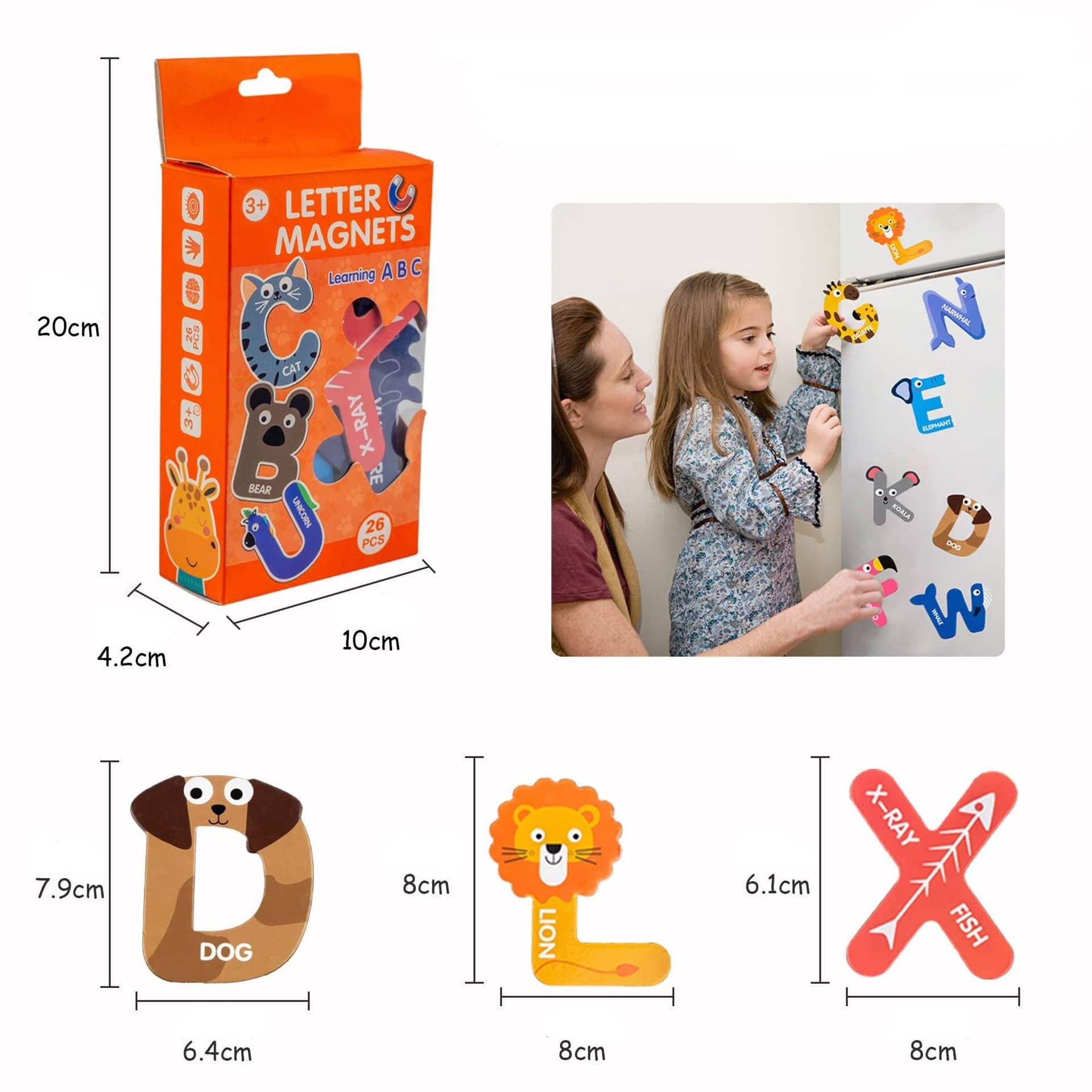

DUŻE MAGNESY NA LODÓWKĘ ALFABET ZWIERZĘTA 26 SZT.