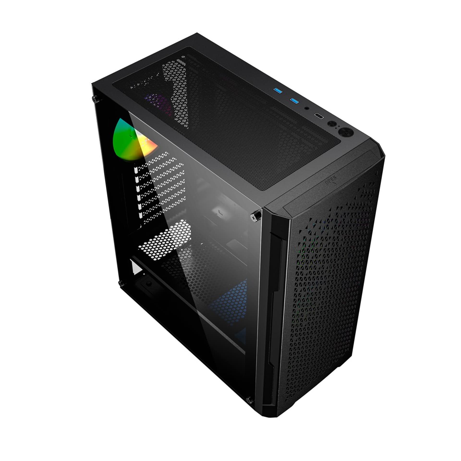 

GEMBIRD OBUDOWA FORNAX 400X MIDI-TOWER (2X USB 3.0, 1X USB 2.0, HD AUDIO, SZKLANY PANEL BOCZNY, PODŚWIETLENIE ARGB) CZARNA, 2x usb 3.0/1x usb 2.0/hd audio/szklany panel boczny/podświetlenie argb) czarn