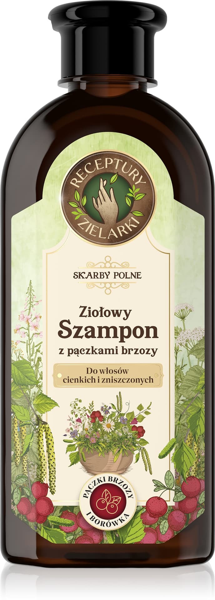 

RECEPTURY ZIELARKI Skarby Polne Ziołowy Szampon z pączkami Brzozy do włosów cienkich i zniszczonych 350ml