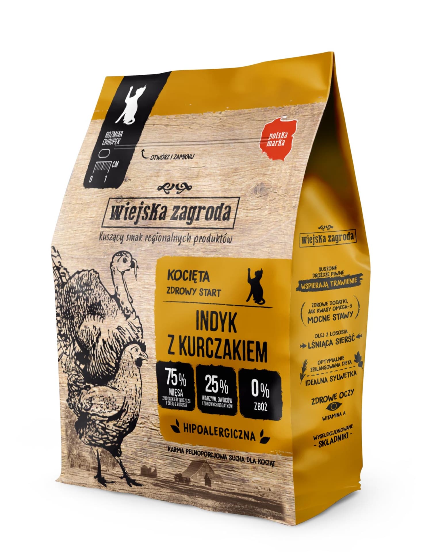 

WIEJSKA ZAGRODA Karma sucha dla kociąt indyk z kurczakiem 400g