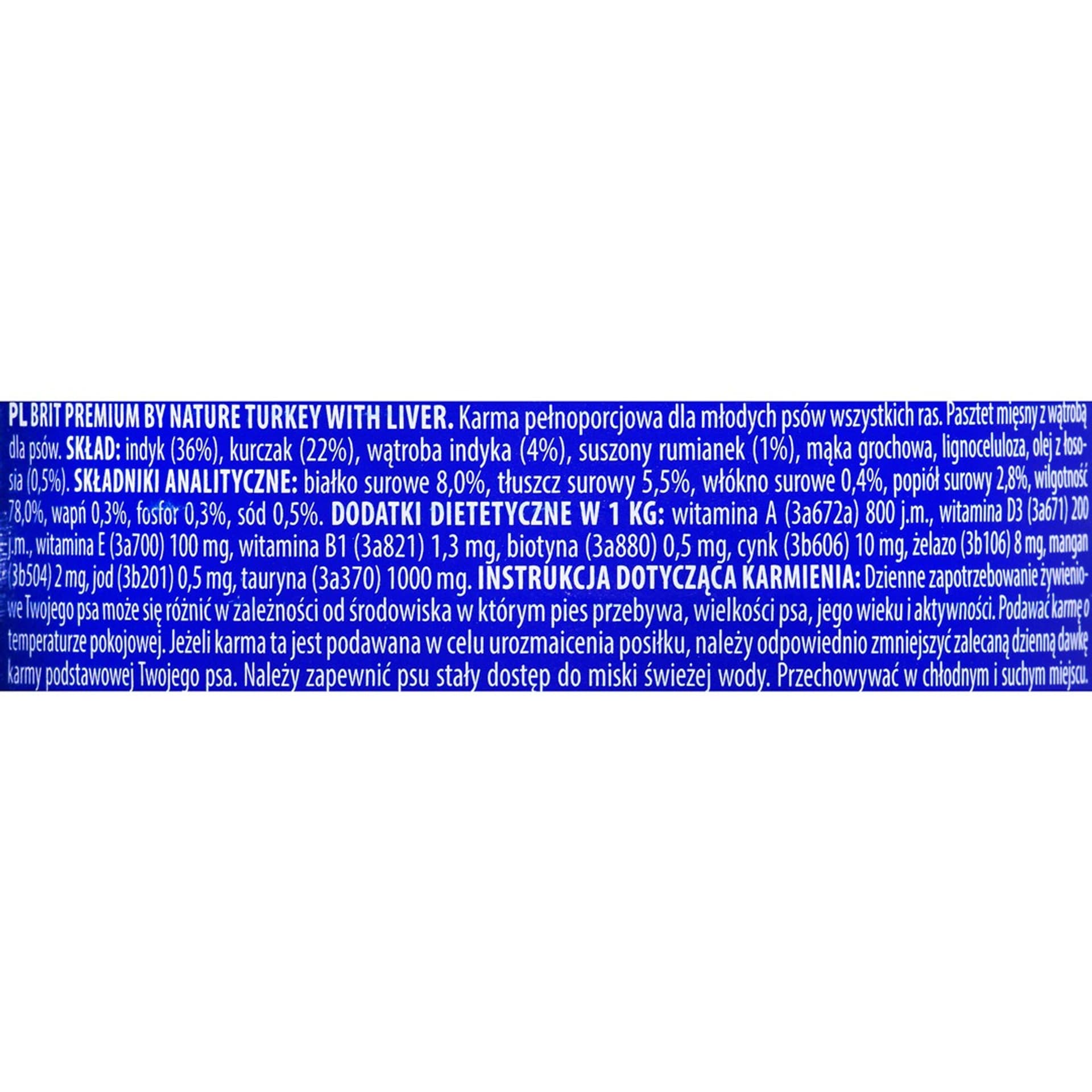 

Brit Premium By Nature Turkey&Liver dla psów 800g
