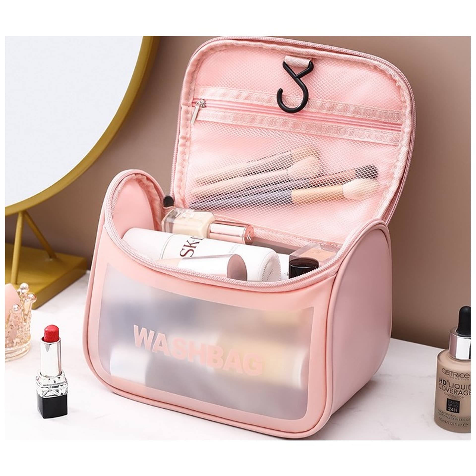 

Kosmetyczka rozkładana WASHBAG kuferek różowy KS46R