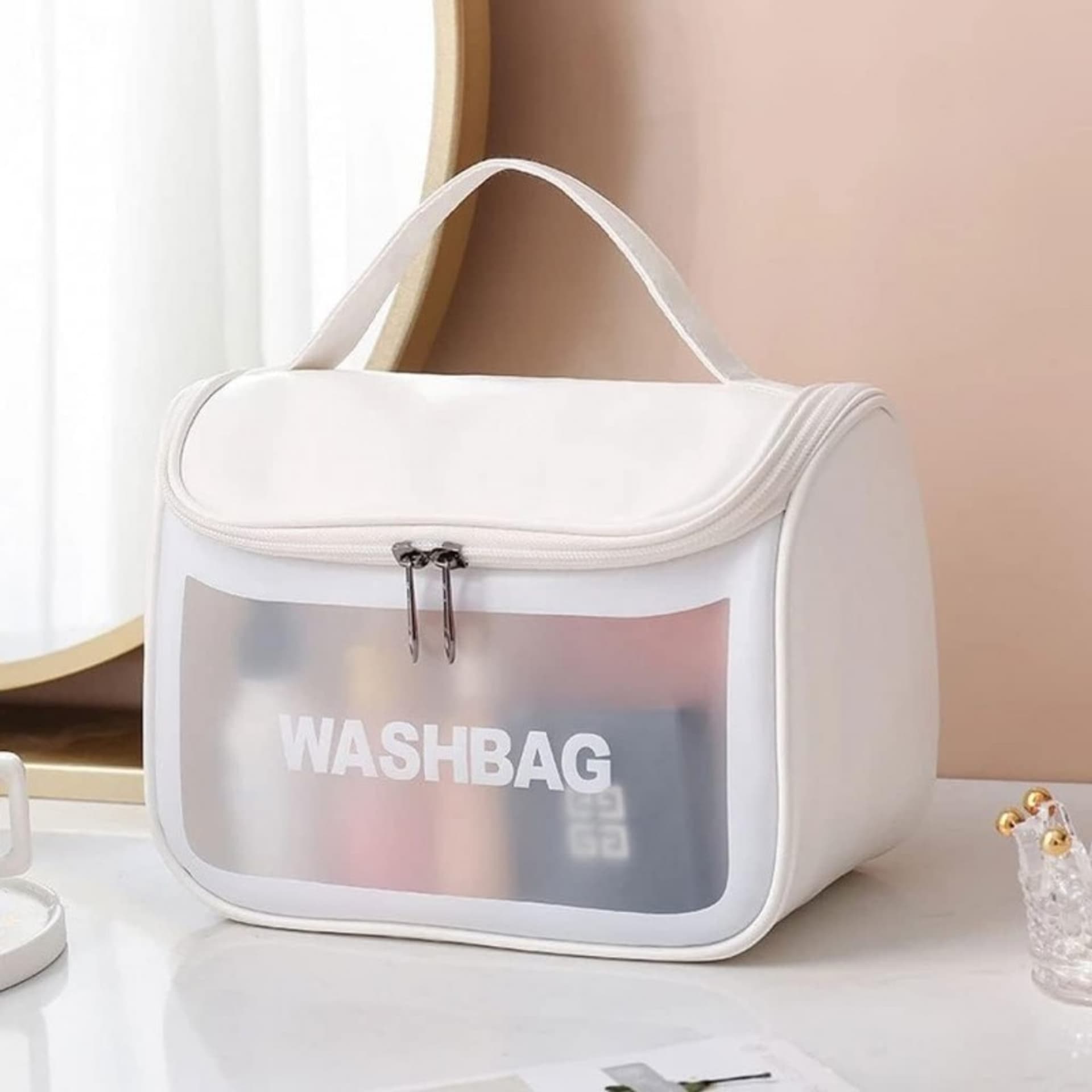 

Kosmetyczka rozkładana WASHBAG kuferek biały KS46B