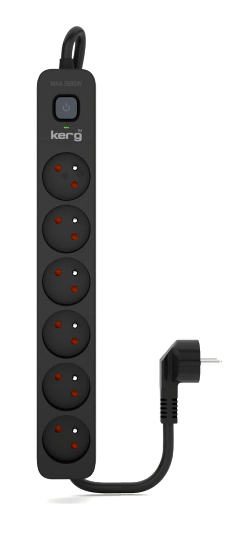 

Urządz. zas.-zabezpiecz. KERG z wyłącznikiem-6 gniazd-czarny-5m-16A-H05VV-F-3x1,5mm2