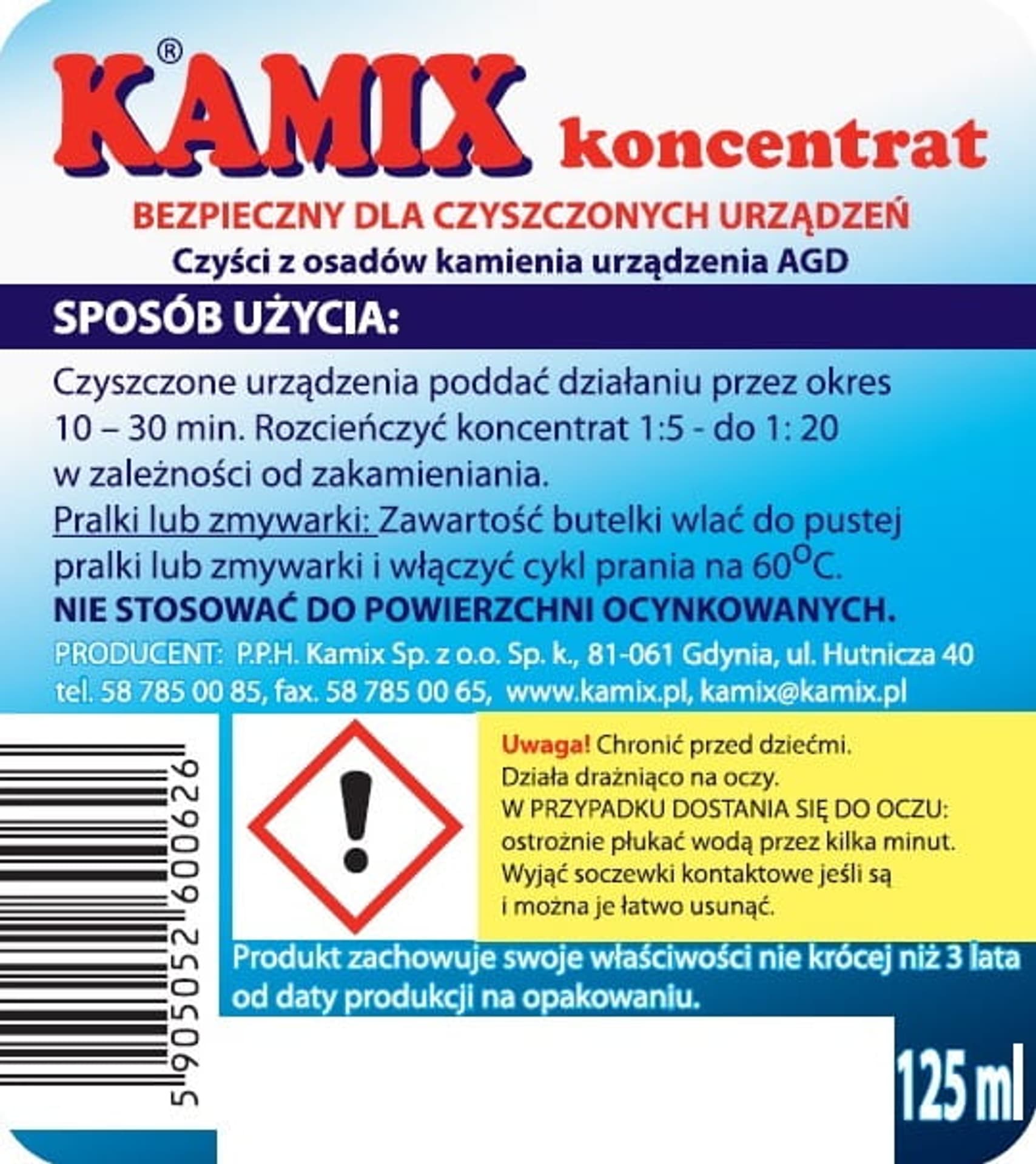 

Preparat do usuwania kamienia KAMIX AGD KONCENTRAT odkamieniacz 125ml