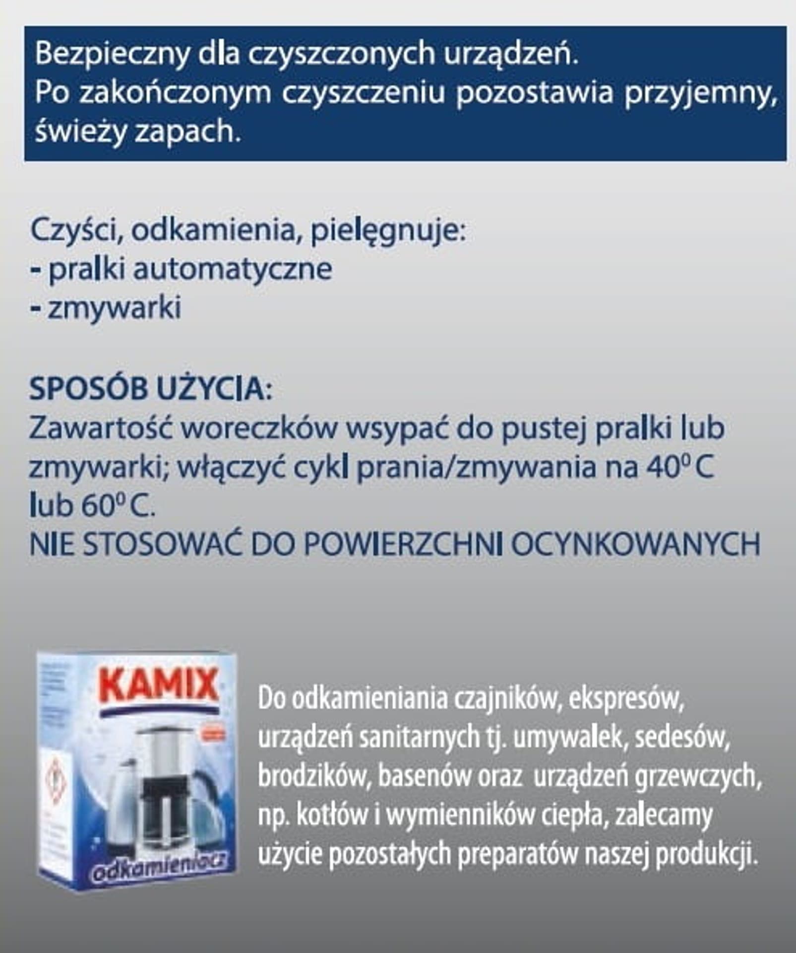 

Preparat do usuwania kamienia KAMIX AGD AUTOMAT odkamieniacz 150g