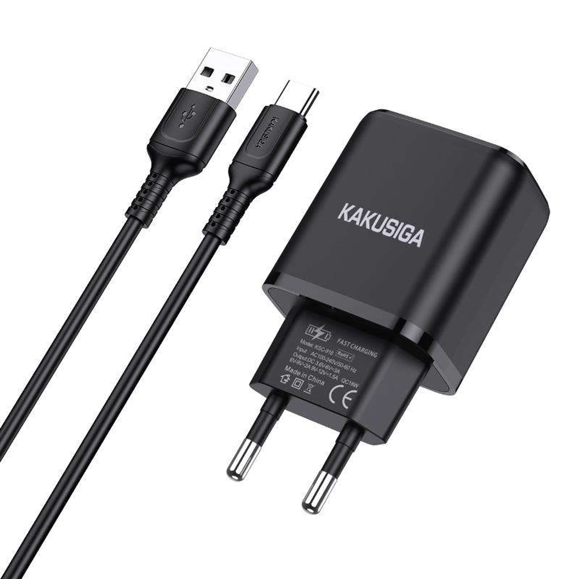 

Ładowarka Sieciowa 18W USB + Kabel USB - USB-C KAKUSIGA KSC-917 biała