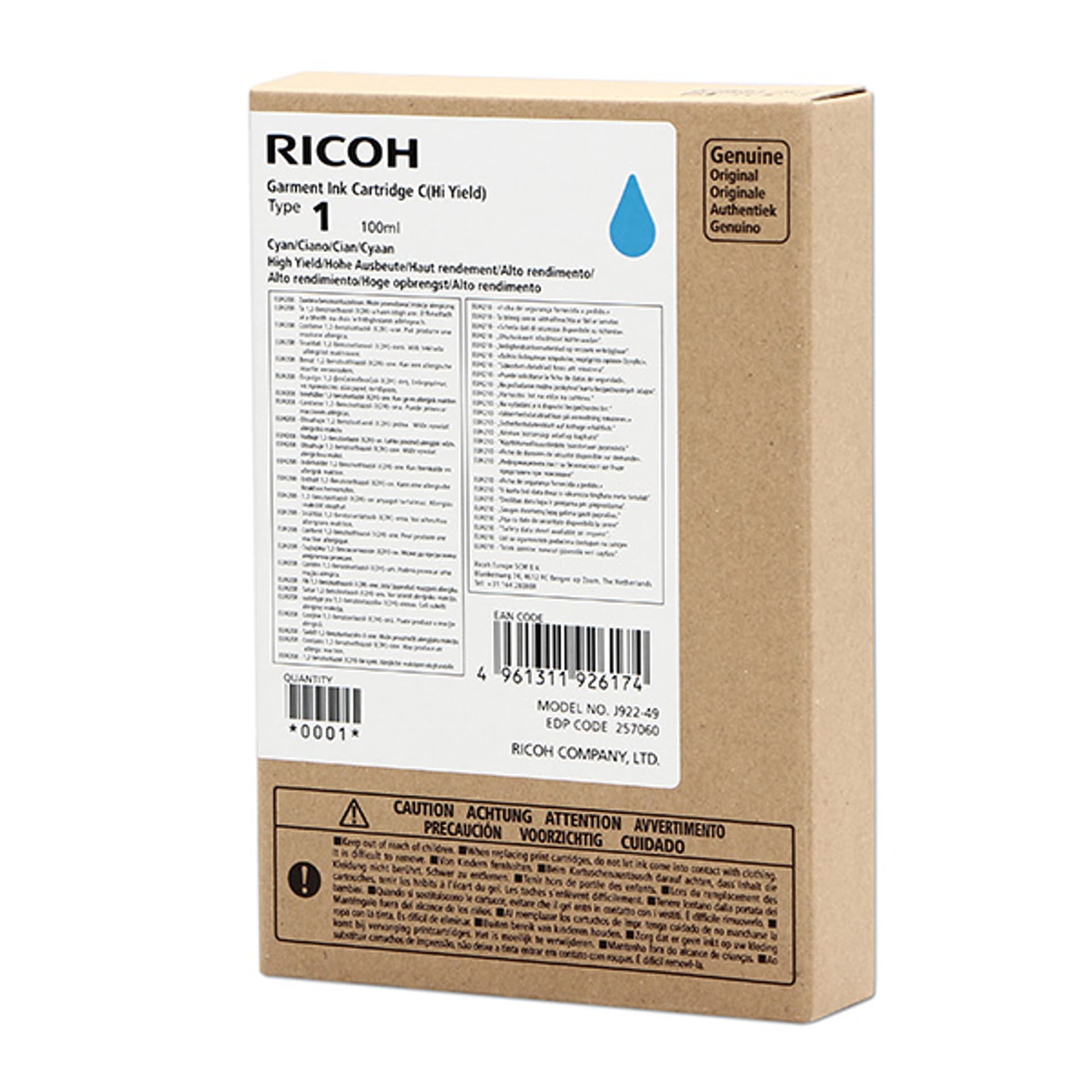 

Ricoh oryginalny ink (DTG) typ 100, cyan, 500s, 100ml, 257060, Ricoh Ri 100 DTG, Dtg) typ 100/cyan/500s/100ml/257060/ricoh ri 100 dt