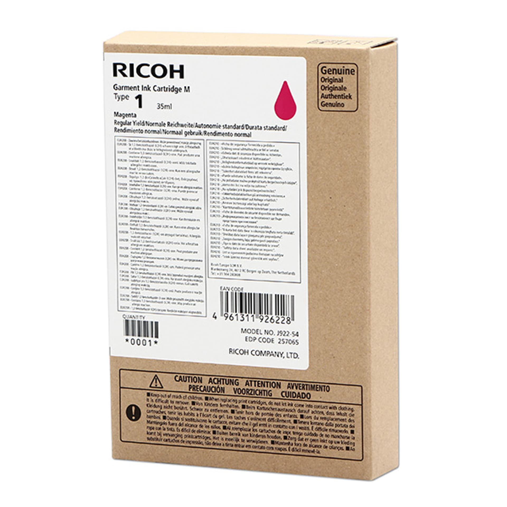 

Ricoh oryginalny ink (DTG) typ 100, magenta, 150s, 35ml, 257065, Ricoh Ri 100 DTG, Dtg) typ 100/magenta/150s/35ml/257065/ricoh ri 100 dt