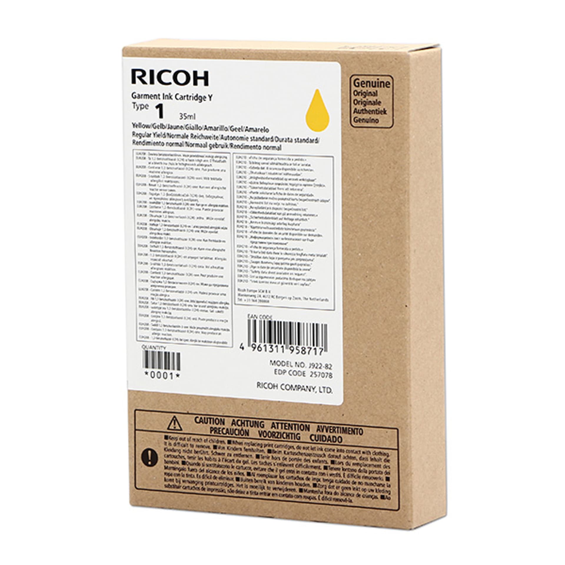 

Ricoh oryginalny ink (DTG) typ 100, yellow, 150s, 35ml, 257078, Ricoh Ri 100 DTG, Dtg) typ 100/yellow/150s/35ml/257078/ricoh ri 100 dt