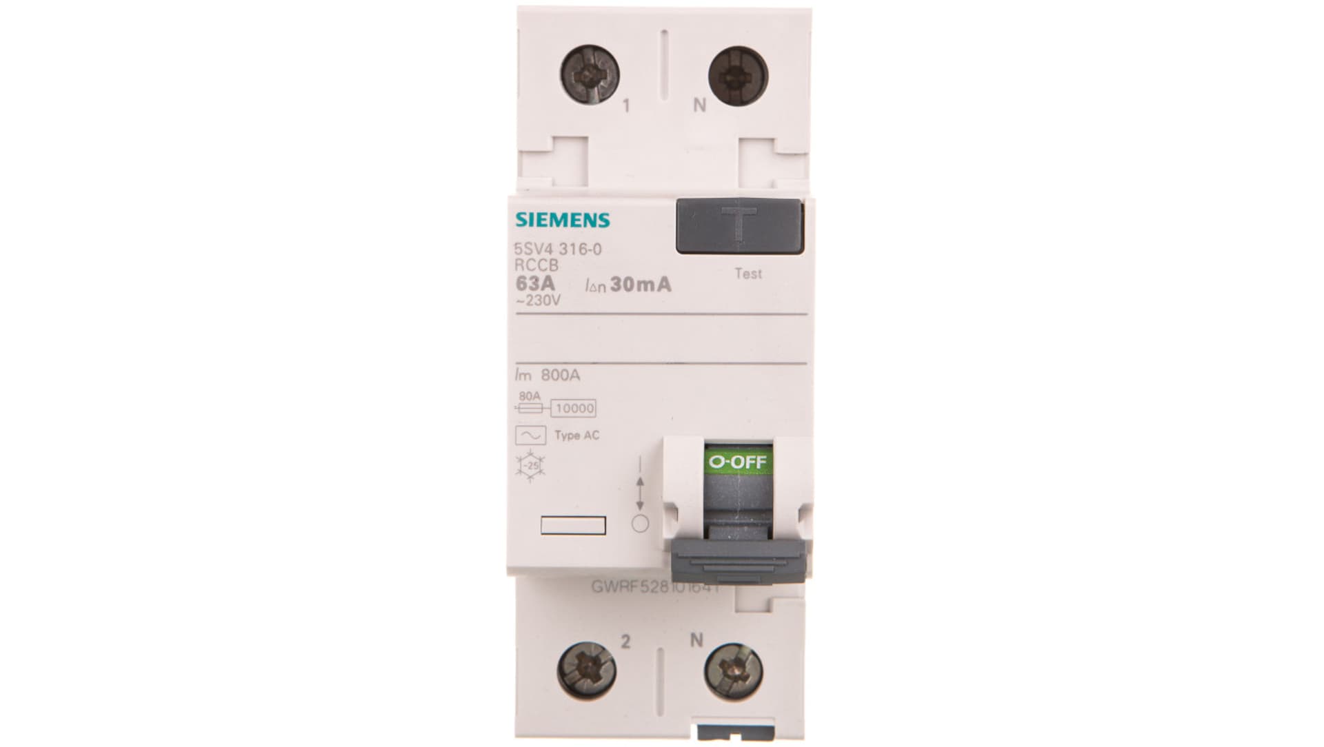 

Wyłącznik różnicowoprądowy 2P 63A 0,03A Typ AC 30mA 230V 5SV4316-0