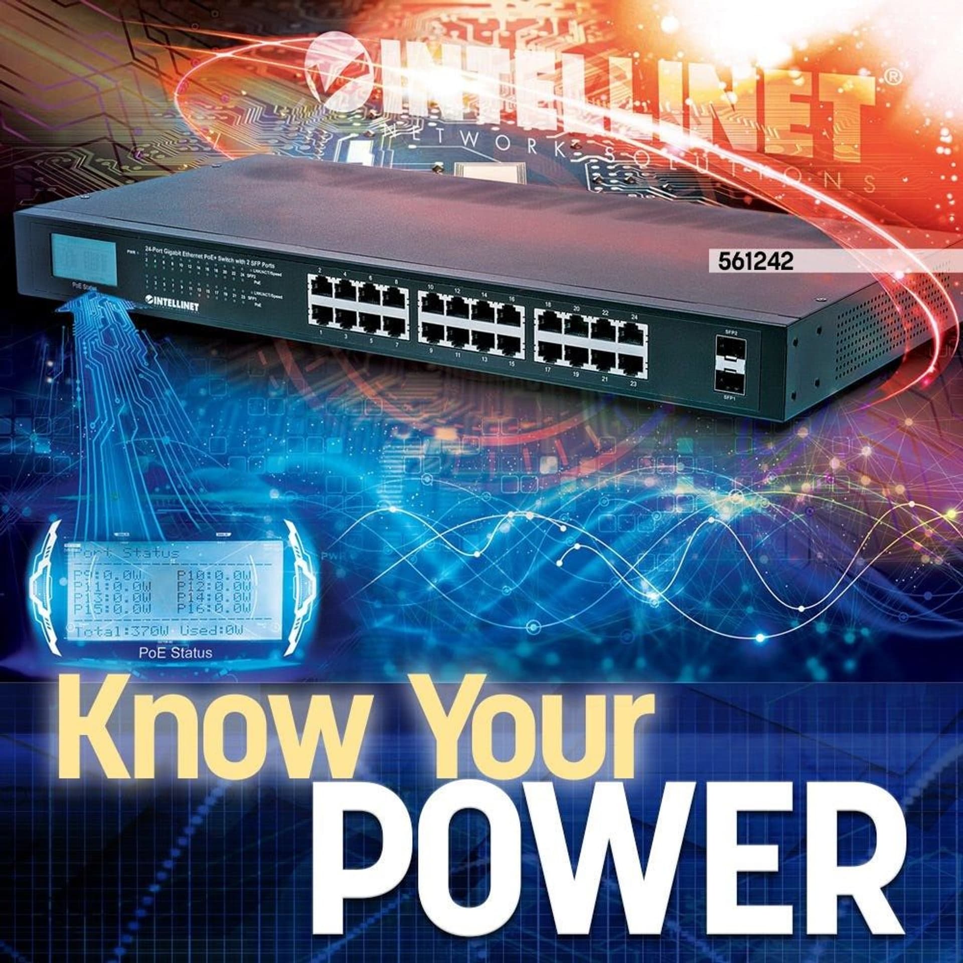 

INTELLINET SWITCH GIGABIT 24X RJ45 POE+, 2X SFP, W