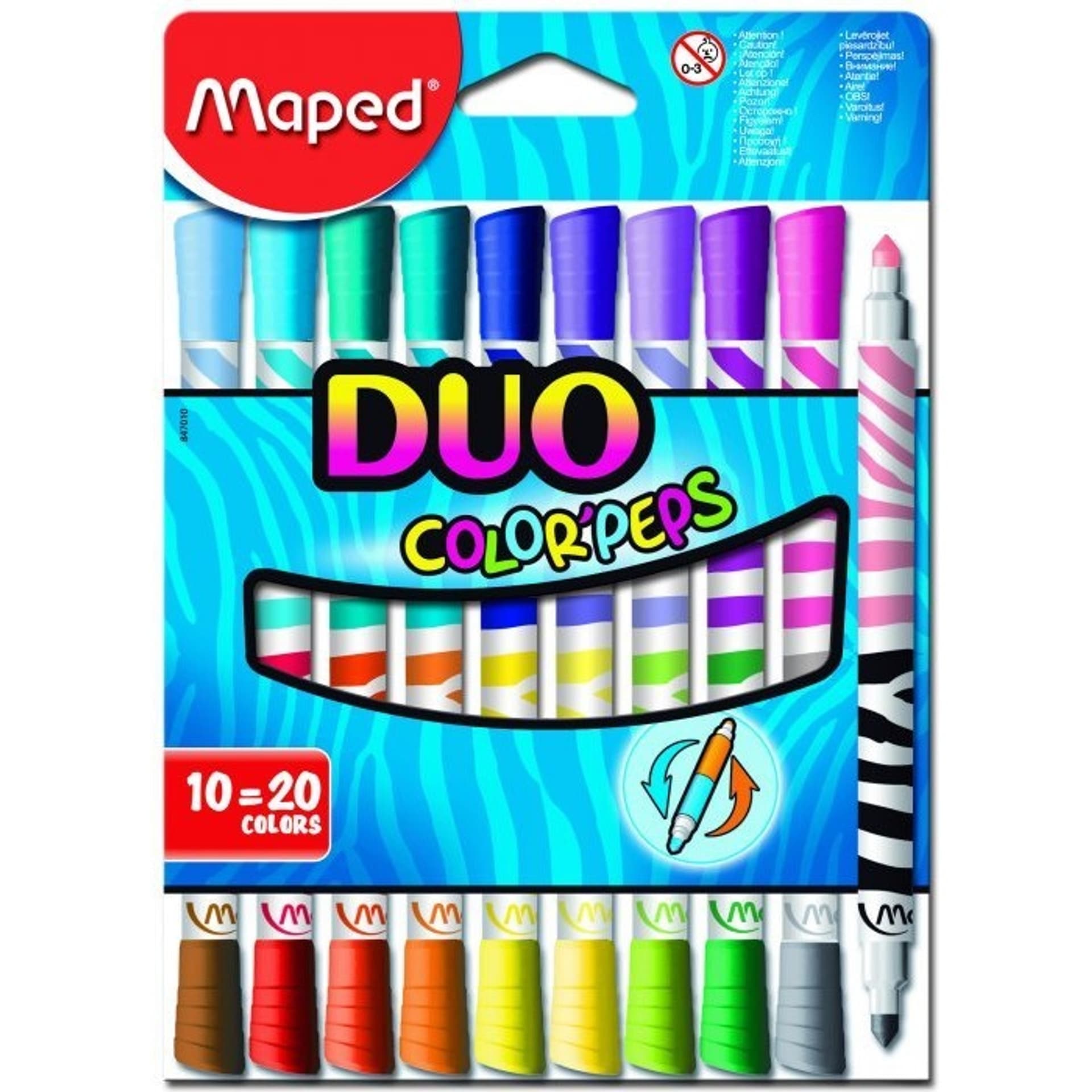 

Flamastry dwustronne DUO COLORS 10sztuk - 20kolorów COLORPEPS 847010 MAPED