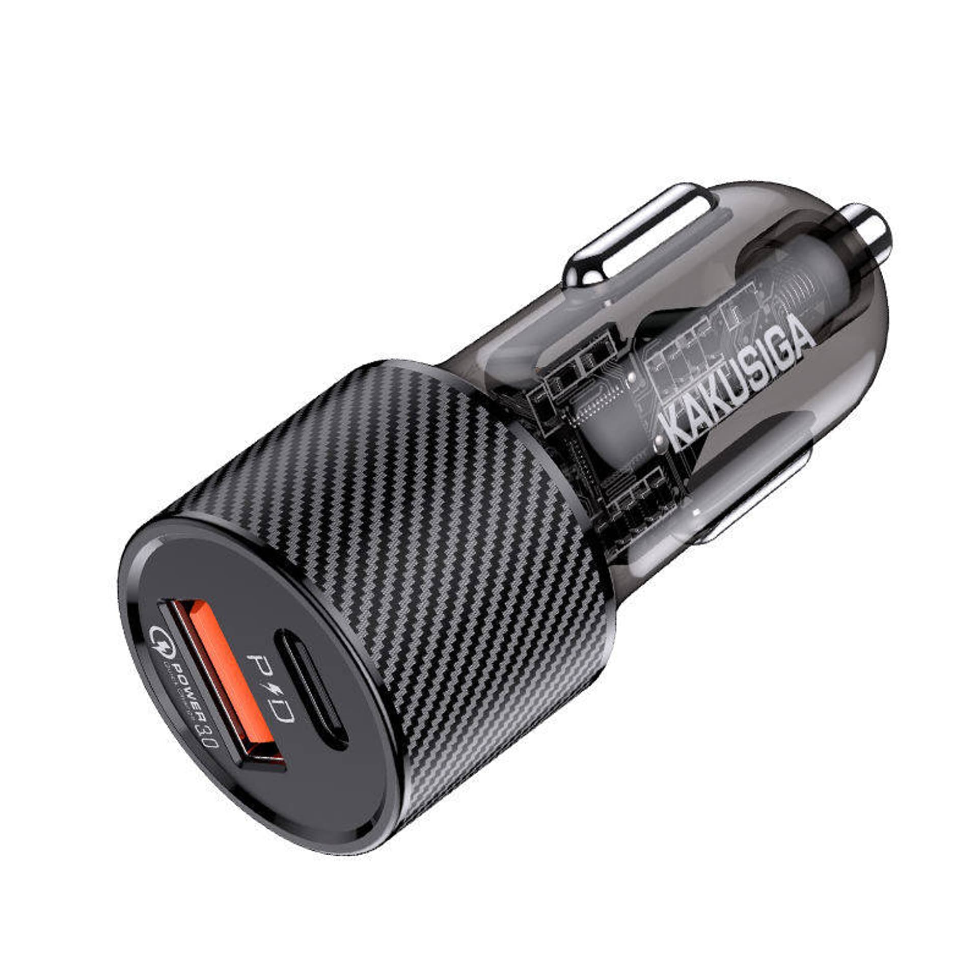 

Ładowarka Samochodowa 30W PD USB-C + QC3.0 USB KAKUSIGA KSC-855 czarna