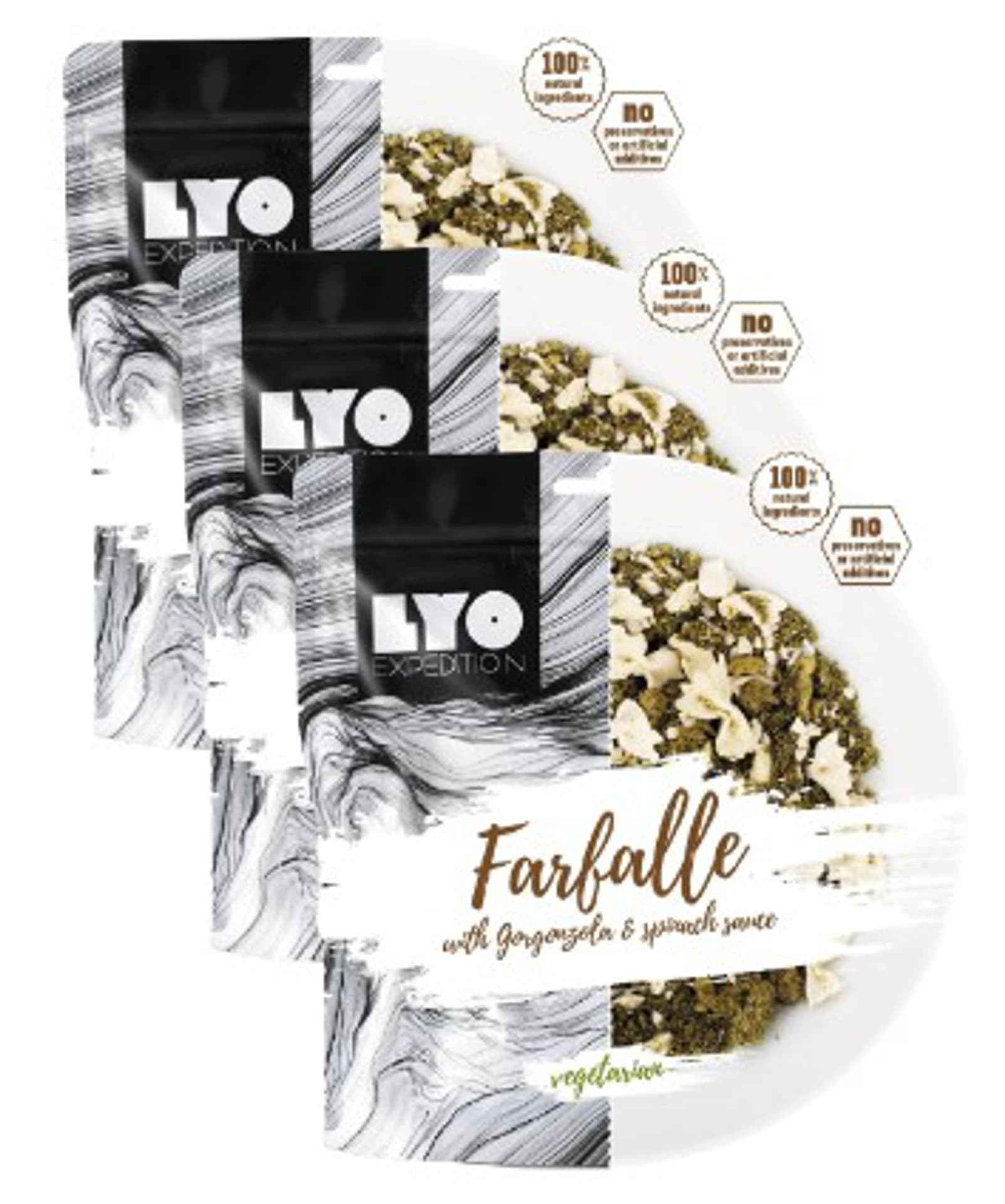 

Danie liofilizowane Lyofood Farfalle szpinakowo-serowe 500 g 3-PACK