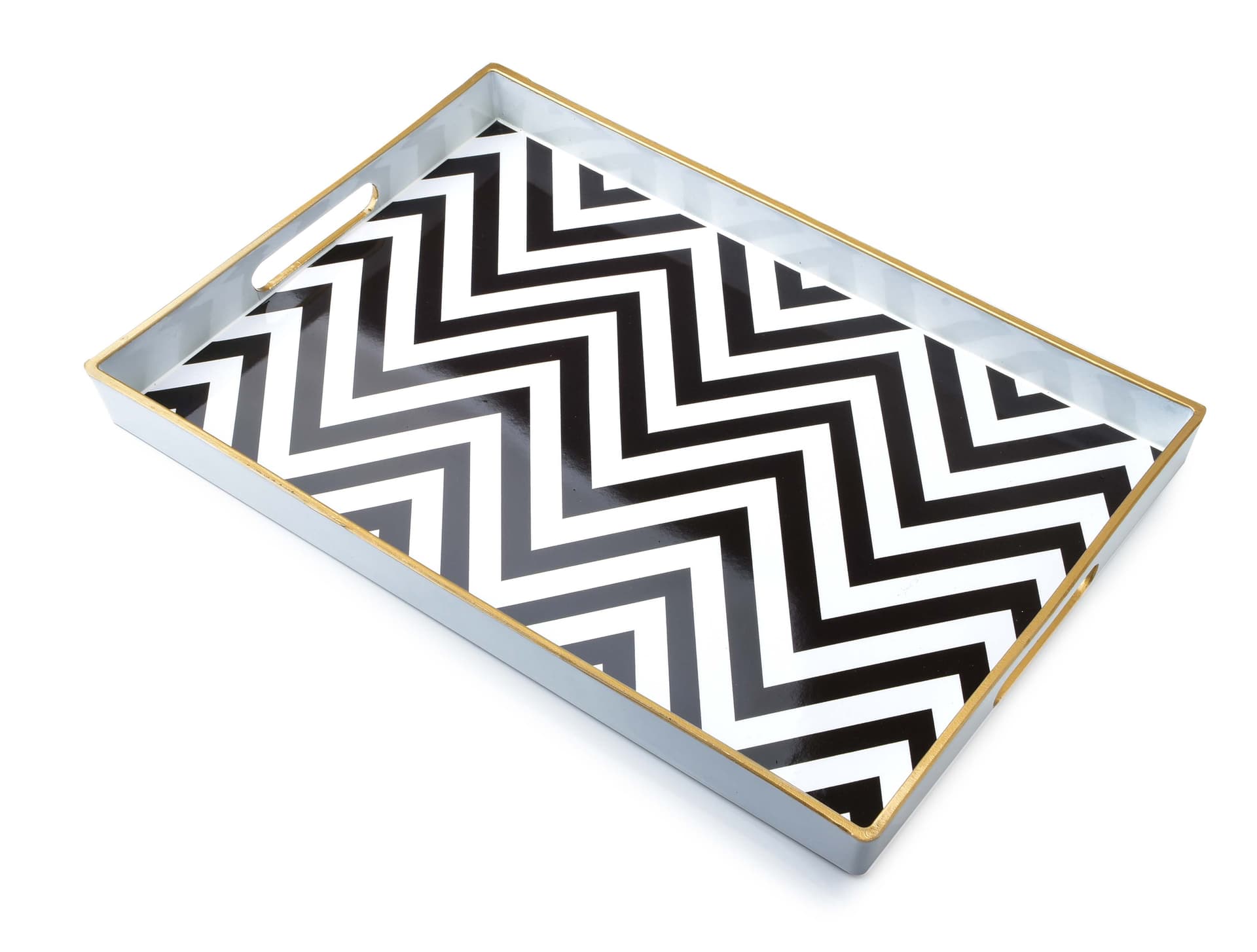 

BLANCHE Taca dekoracyjna 40x26xh3,5cm czarno-białe paski