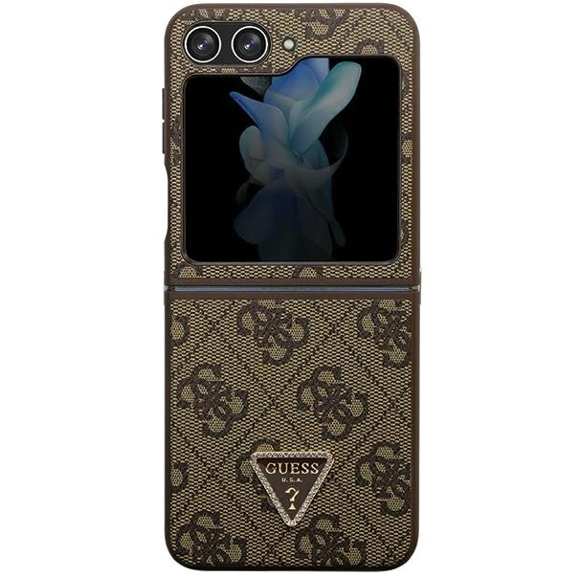 

Guess GUHCZF5P4TDPW F731 Z Flip5 brązowy/brown hardcase Leather 4G Triangle Strass