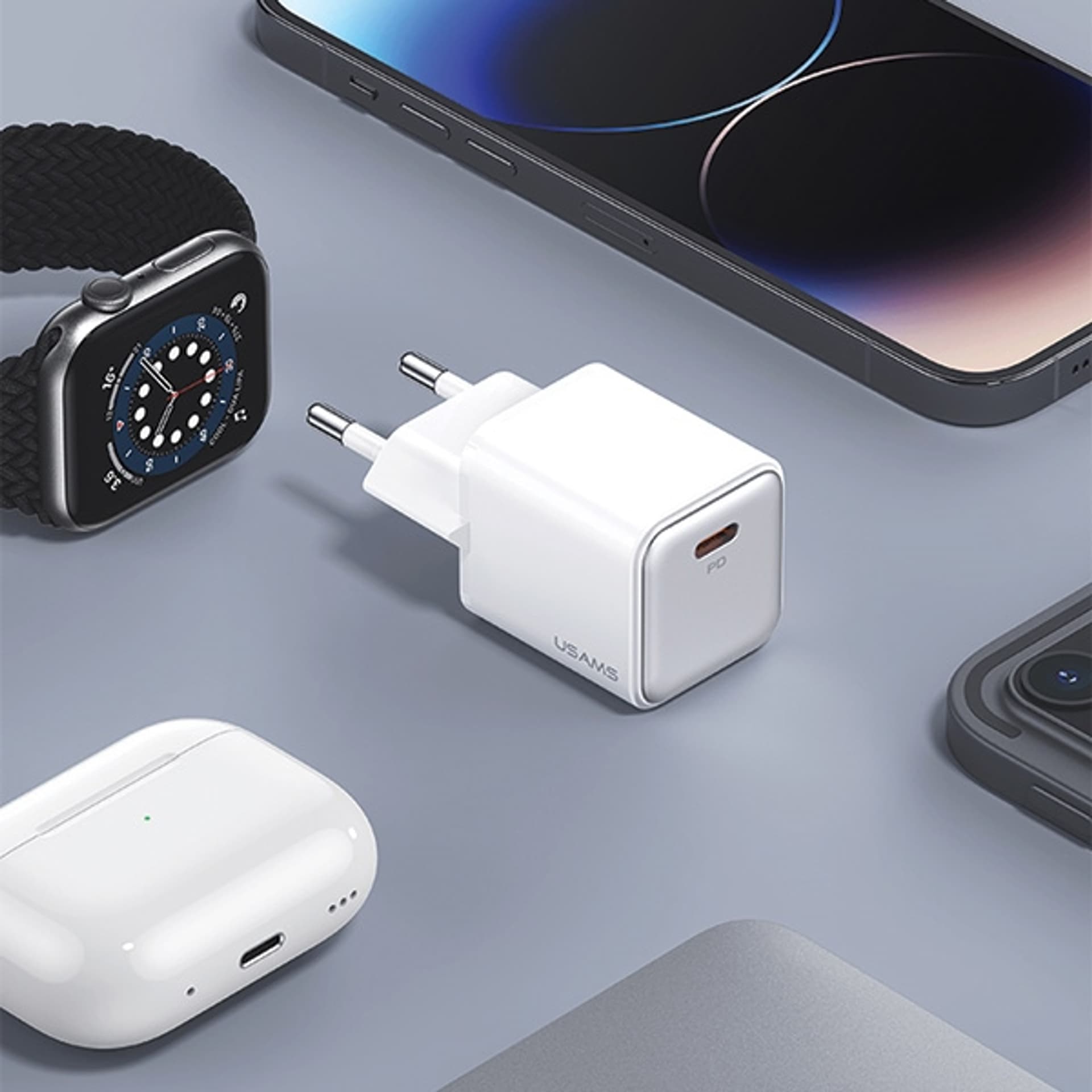 

USAMS Ład. siec. 1xUSB-C PD20W (only head) PD3.0 Fast Charging purpurowy/purple X-ron Series CC183TC03 (US-CC183)