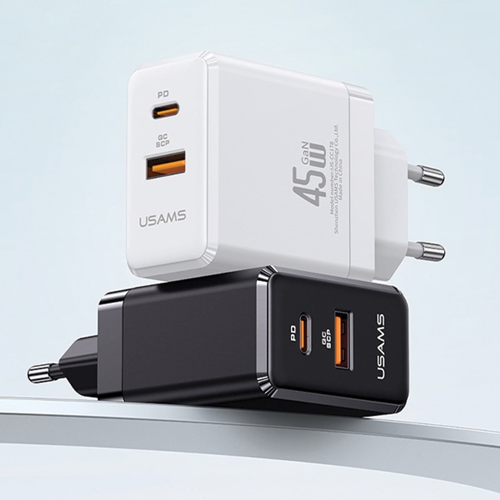 

USAMS Ład. siec. 1xUSB-C+1xUSB 45W (only head) GaN PD3.0 +QC3.0 Fast Charging biały/white CC178TC02 (US-CC178)