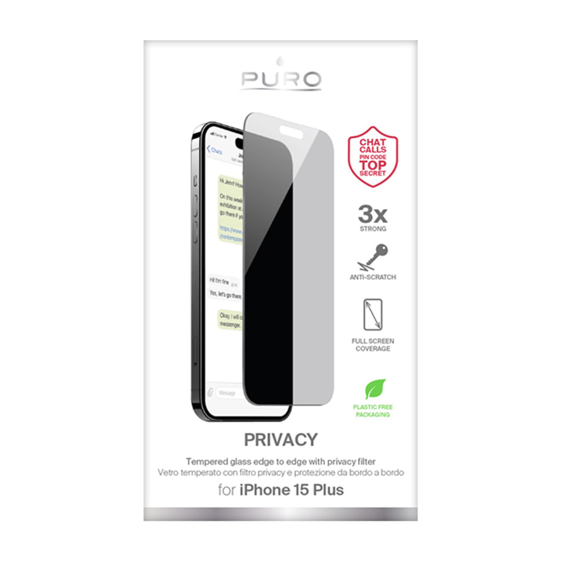 

Puro Privacy Tempered Glass - Szkło ochronne hartowane z filtrem prywatyzującym iPhone 15 Plus