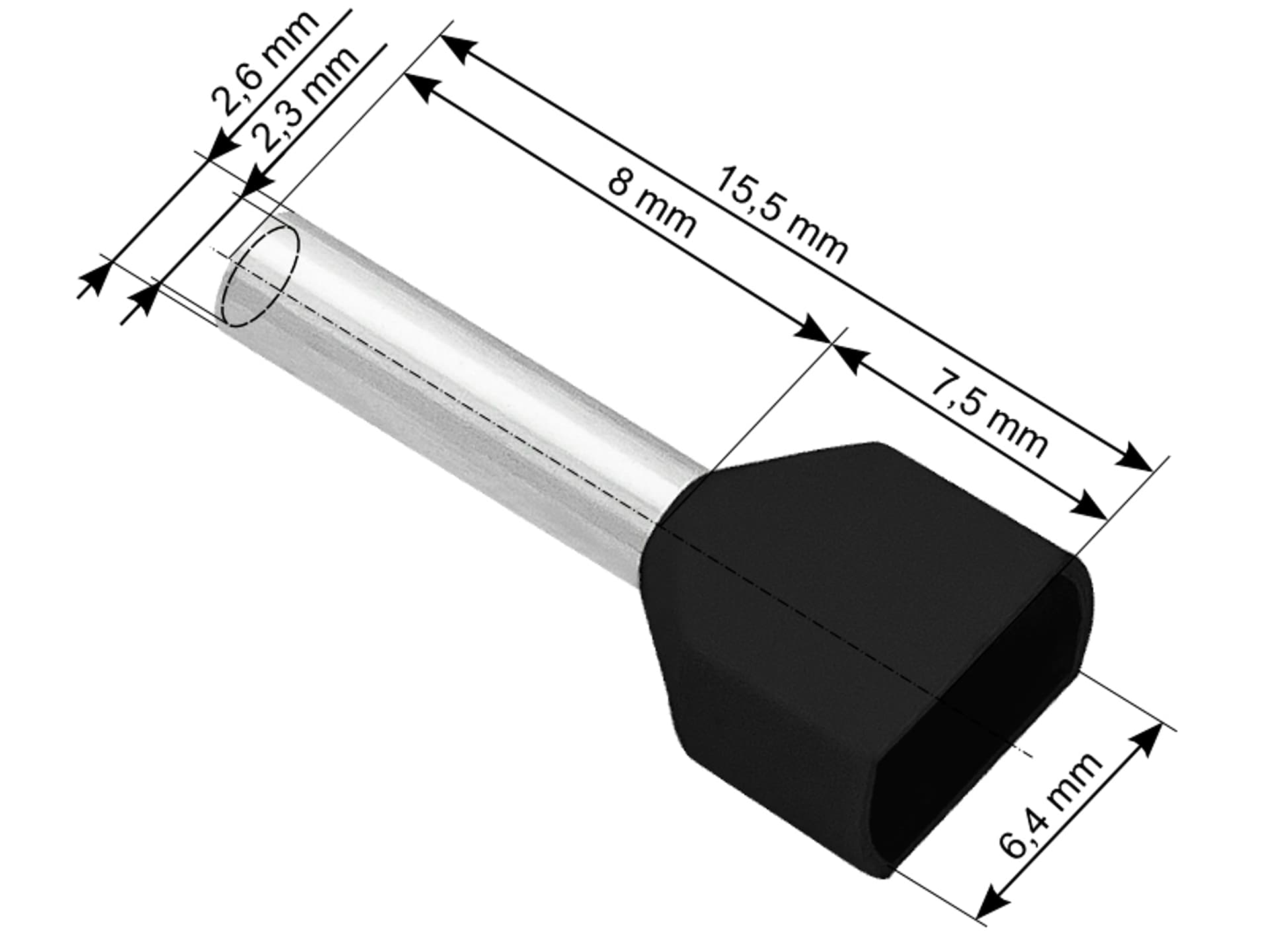 

43-087# Konektor izol.tulejka 2x1,5/8 czarna