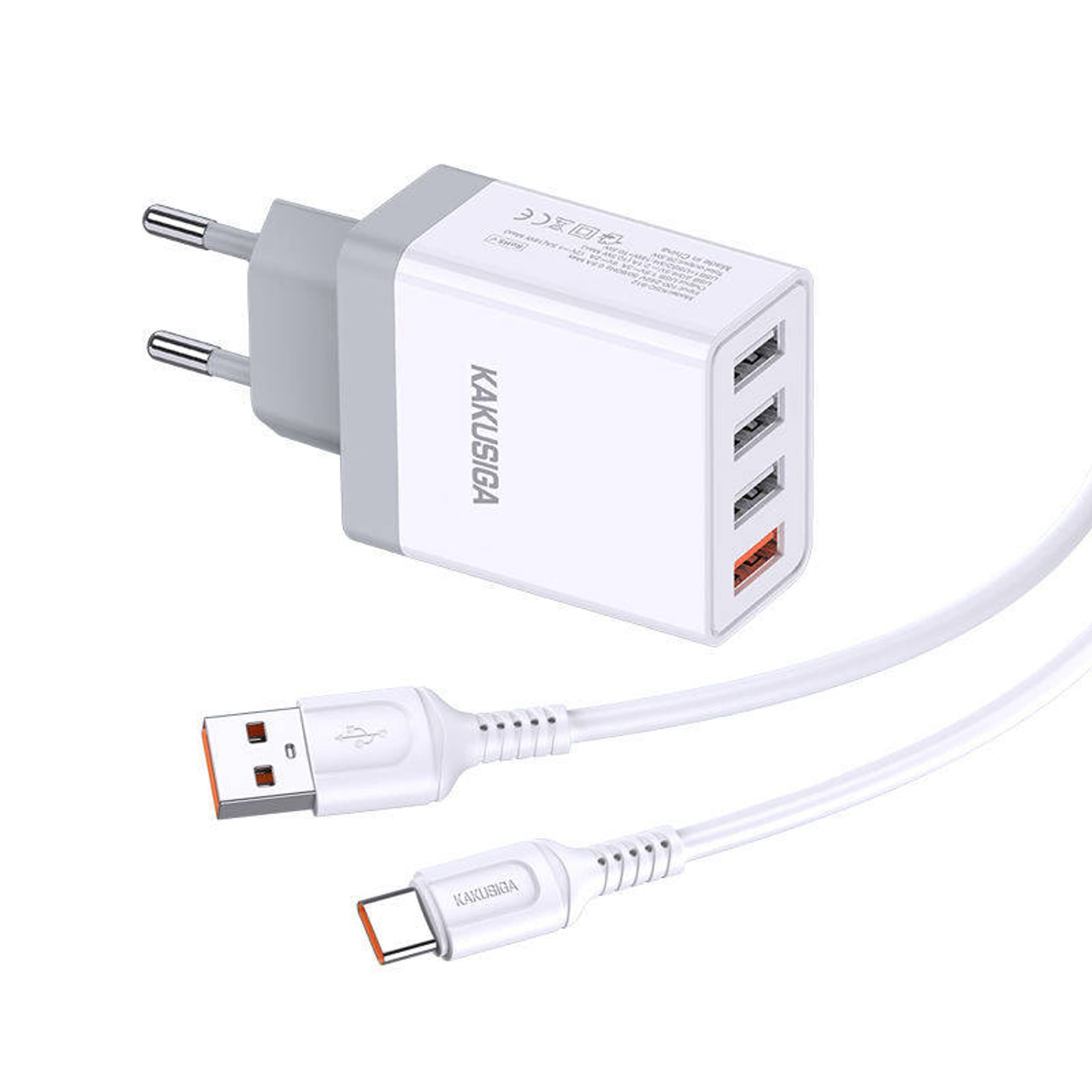 

Ładowarka Sieciowa 28,5W 4xUSB QC3.0 + Kabel USB - USB-C KAKUSIGA KSC-913 biała