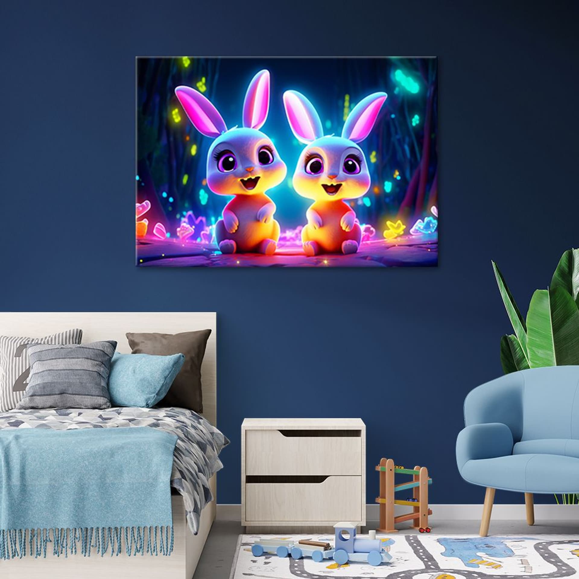 

Obraz Deco Panel, Kreskówkowe króliczki neon (Rozmiar 90x60)