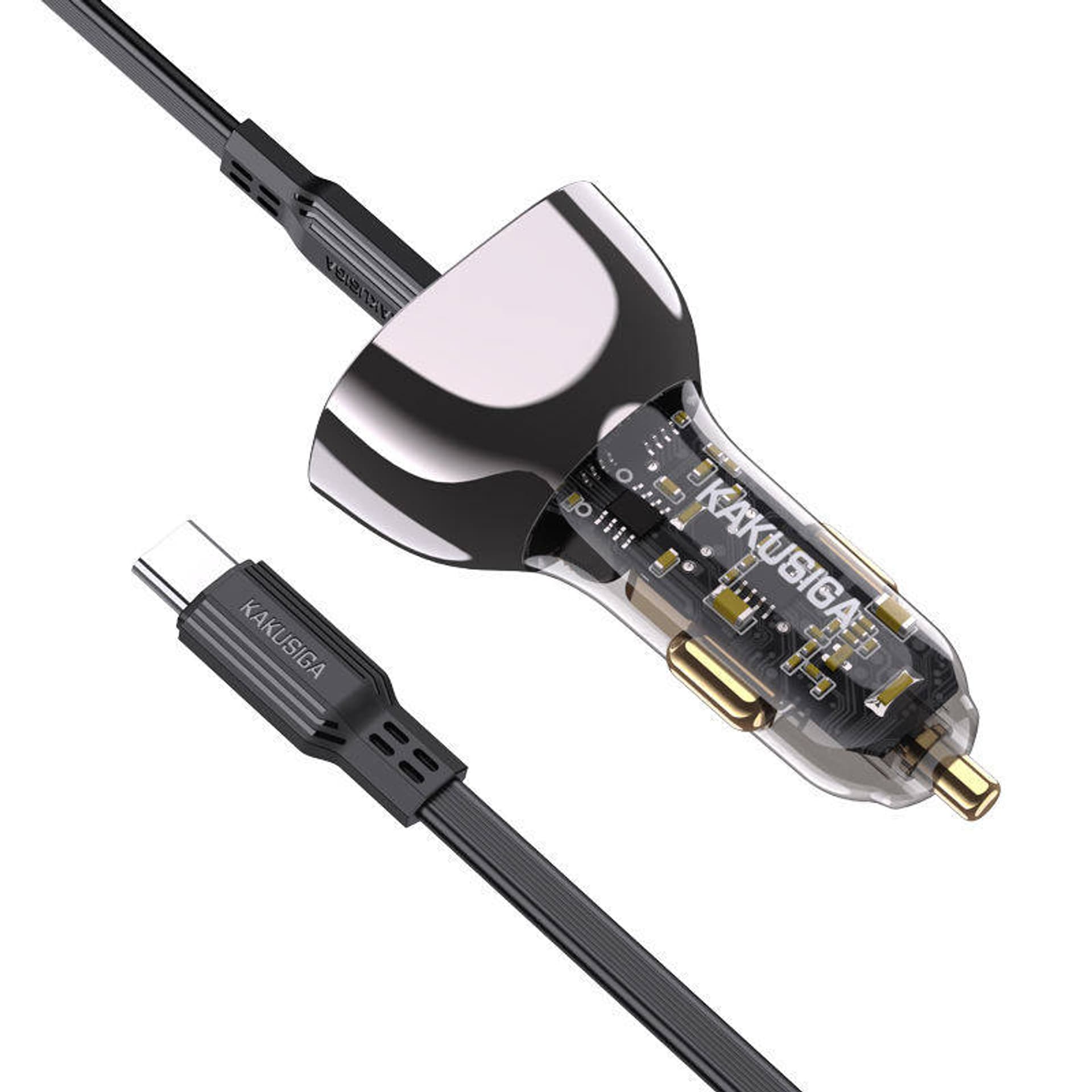 

Ładowarka Samochodowa 125W 2x USB-C + USB + Kabel USB-C - USB-C KAKUSIGA KSC-1057 czarna