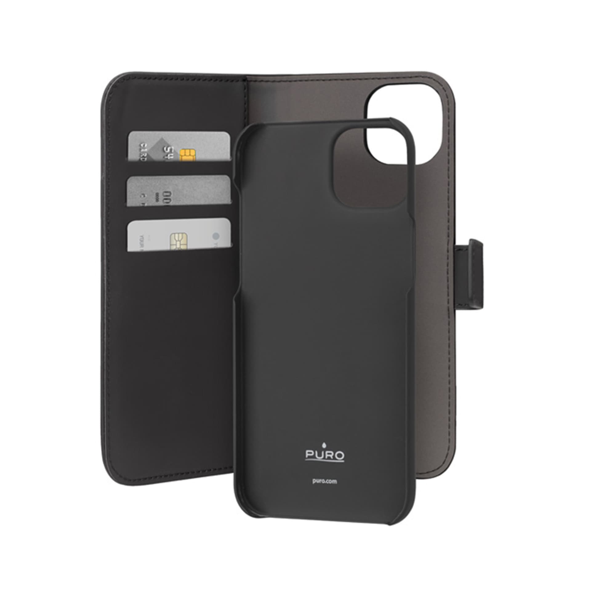 

PURO Wallet Detachable - Etui 2w1 iPhone 15 Plus (czarny)