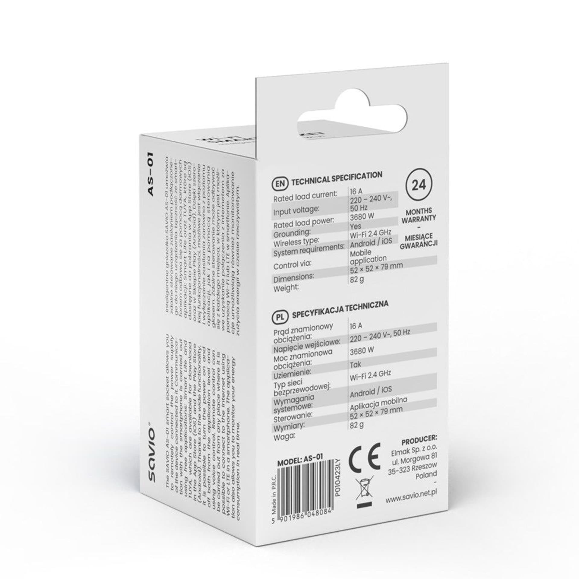 

SAVIO INTELIGENTNE GNIAZDKO WI-FI, 16A, TIMER, POMIAR ZUŻYCIA ENERGII, AS-01