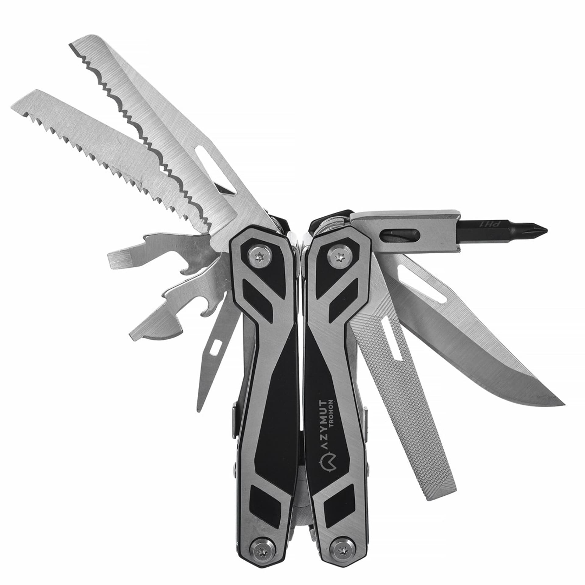 

Multitool AZYMUT Trohon - 12 narzędzi +8 bitów +kabura (H-P2010121)