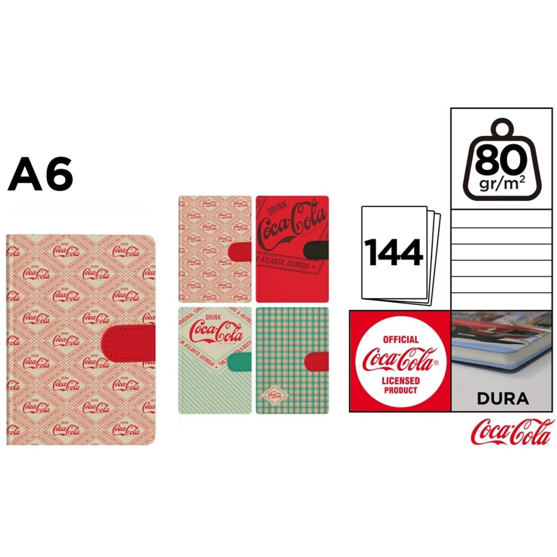 

Notatnik A6 144k linia emblematy COCA-COLA mix wzorów CC022 MP Poland