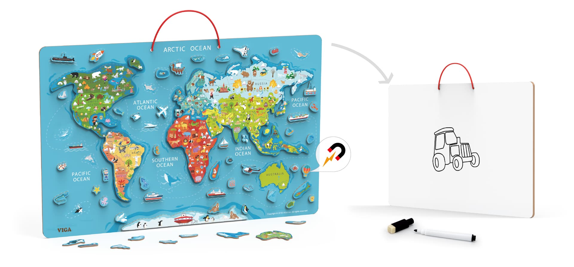

Viga 44508 2w1 Tablica edukacyjna z magnetyczną mapą świata