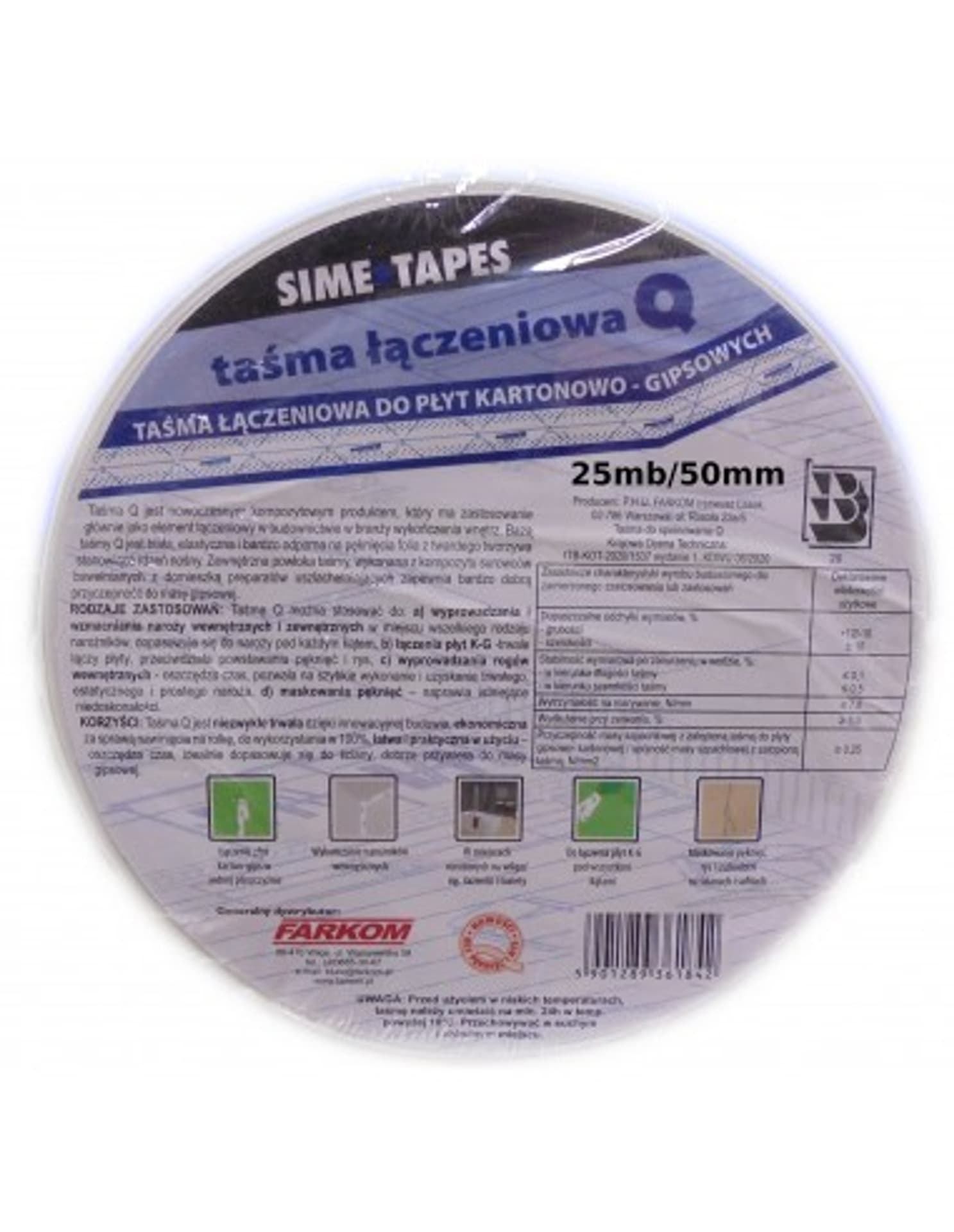 

TAŚMA ŁĄCZENIOWA DO PŁYT KARTONOWO-GIPSOWYCH Q-25 (50MM/25M)