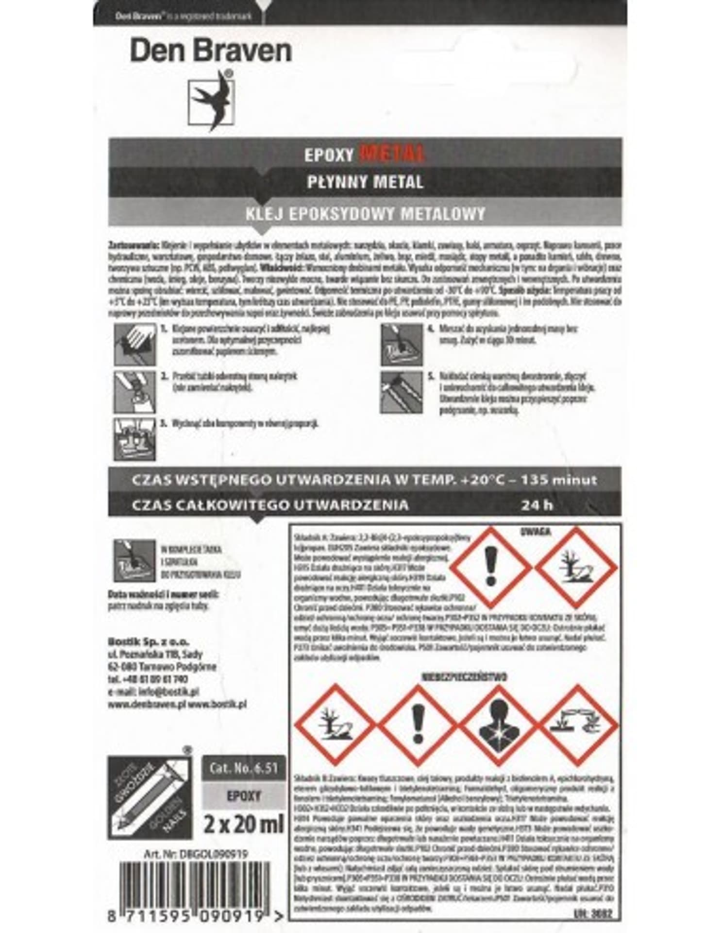

KLEJ DWUSKŁADNIKOWY EPOKSYDOWY Epoxy-Metal 2x20 ml