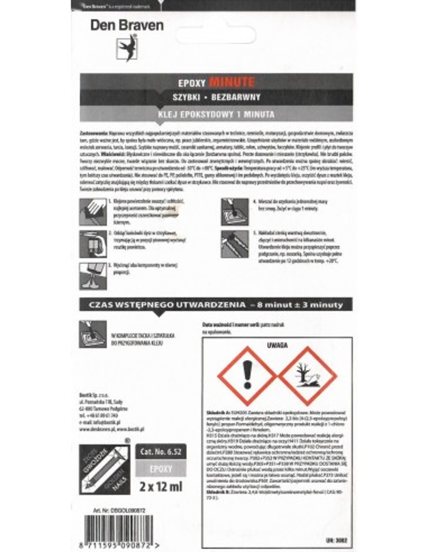 

KLEJ EPOKSYDOWY 1 MINUTA 2x12ml BEZBARWNY SZYBKI