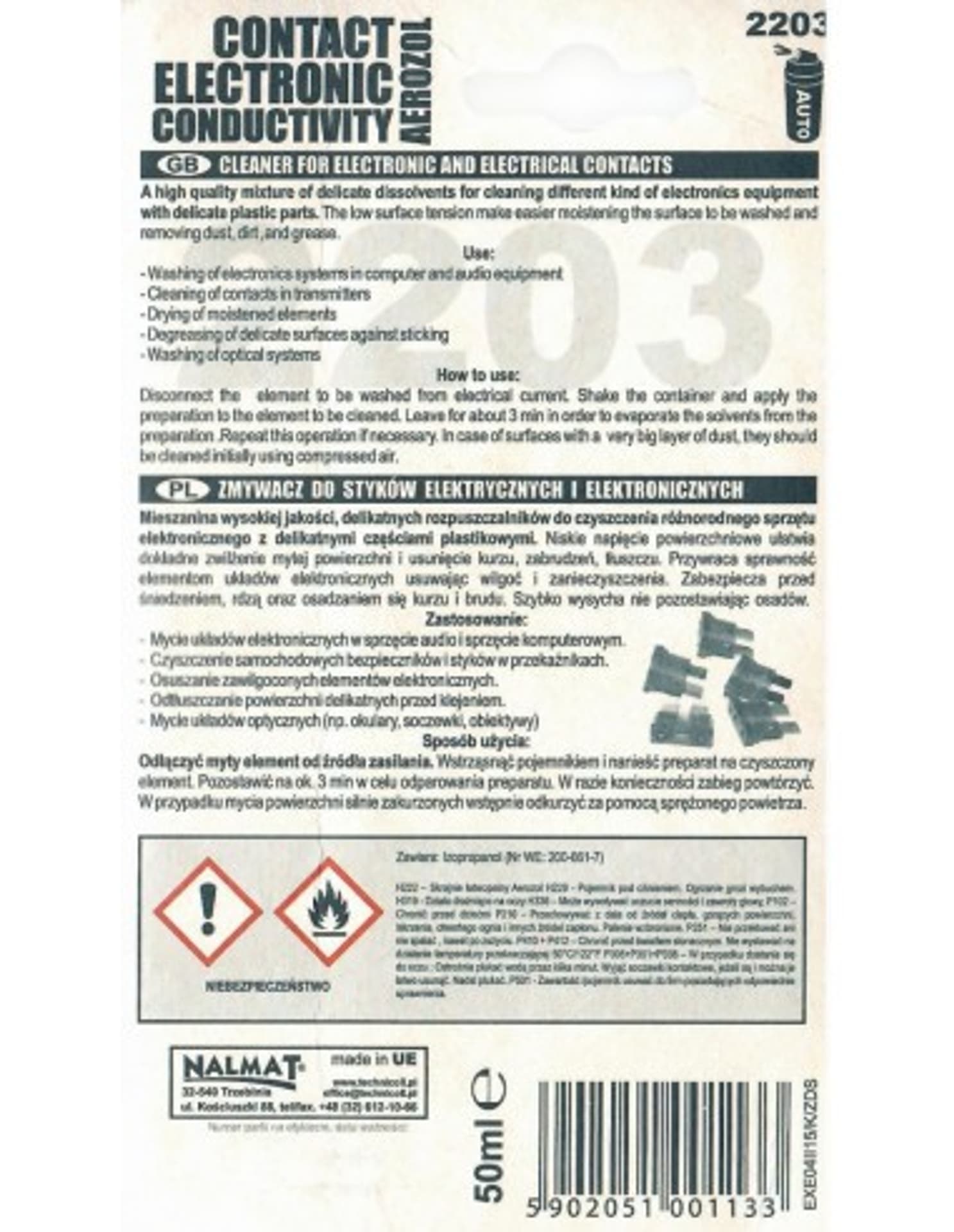 

ZMYWACZ DO STYKÓW ELEKTRYCZNYCH P-133 TECHNICQLL 50ML